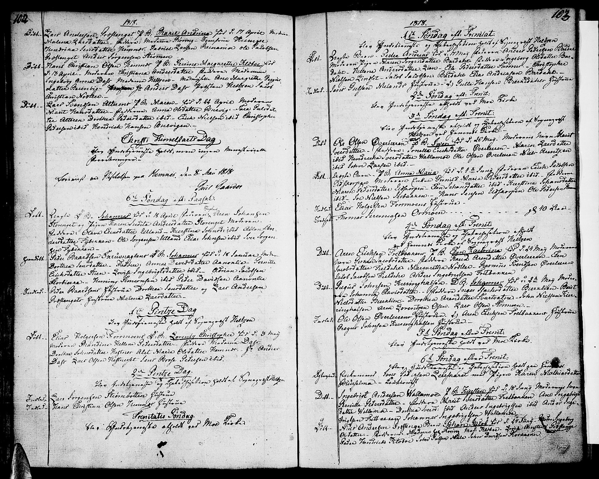 Ministerialprotokoller, klokkerbøker og fødselsregistre - Nordland, SAT/A-1459/825/L0351: Parish register (official) no. 825A06 /1, 1807-1831, p. 102-103