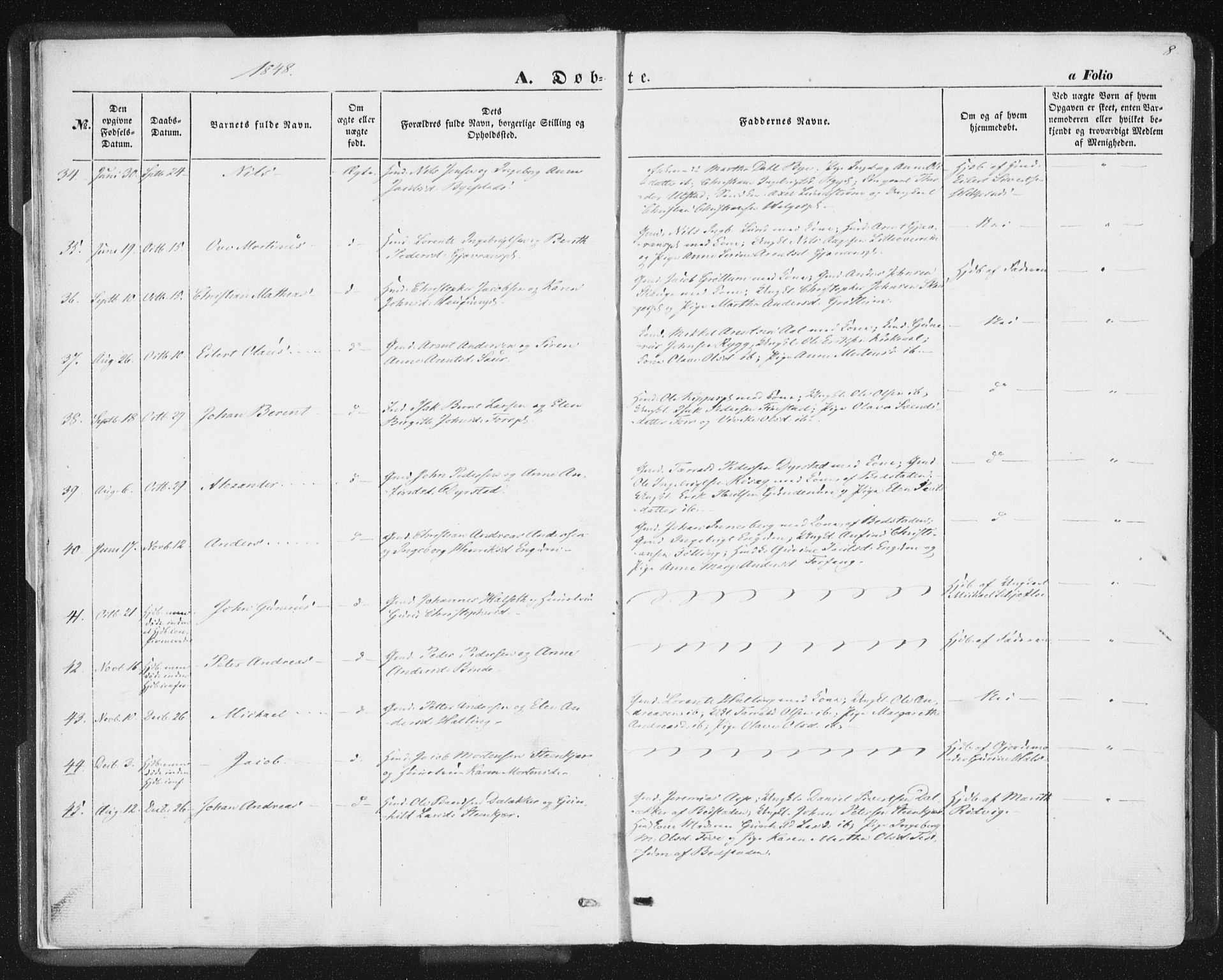 Ministerialprotokoller, klokkerbøker og fødselsregistre - Nord-Trøndelag, SAT/A-1458/746/L0446: Parish register (official) no. 746A05, 1846-1859, p. 8