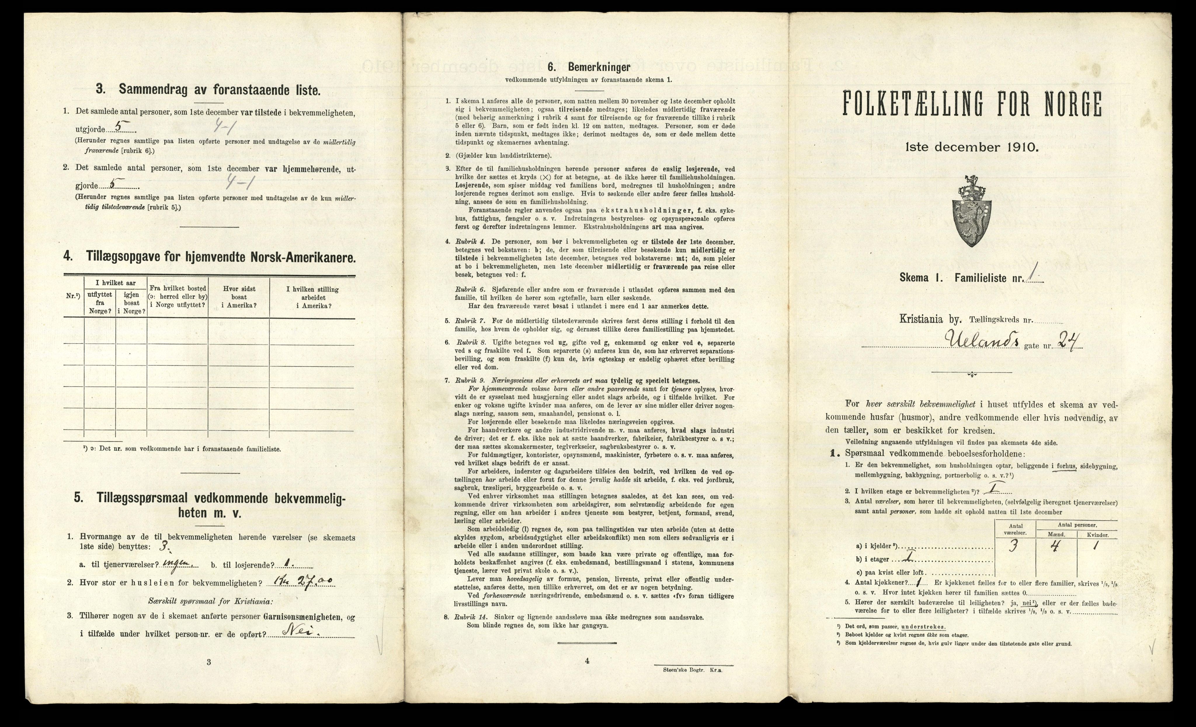 RA, 1910 census for Kristiania, 1910, p. 114117