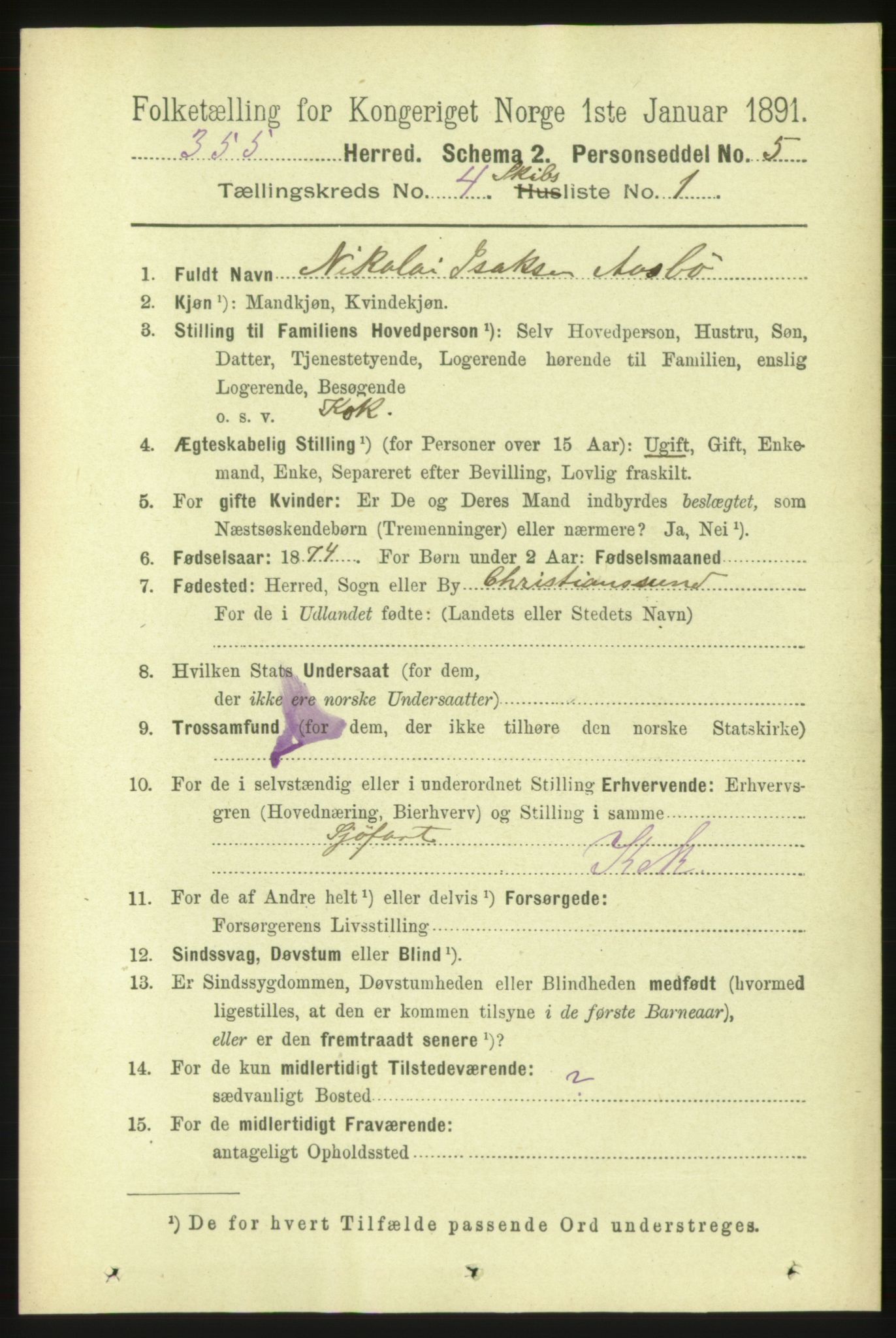 RA, 1891 census for 1632 Bjørnør, 1891, p. 2228