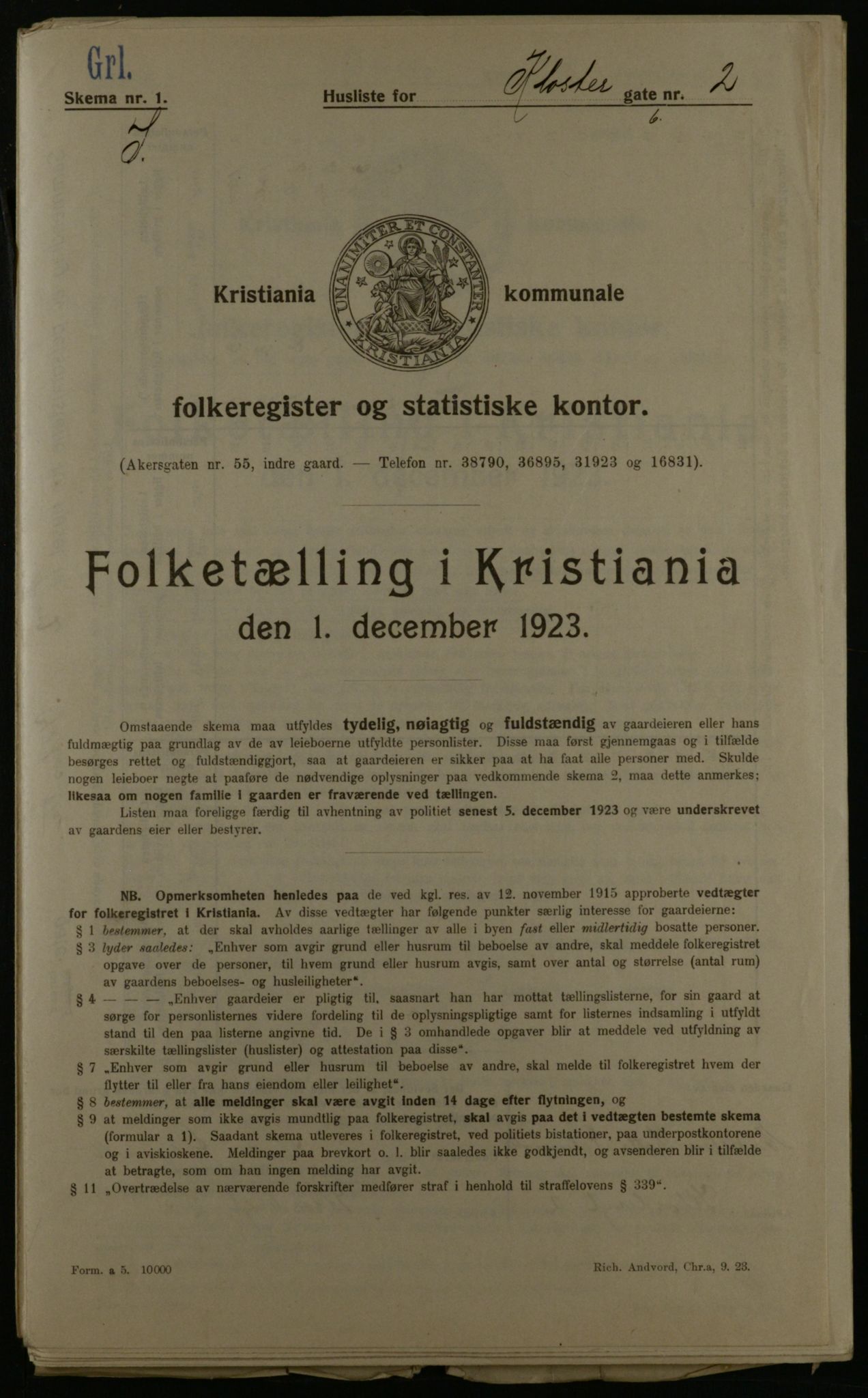 OBA, Municipal Census 1923 for Kristiania, 1923, p. 58432