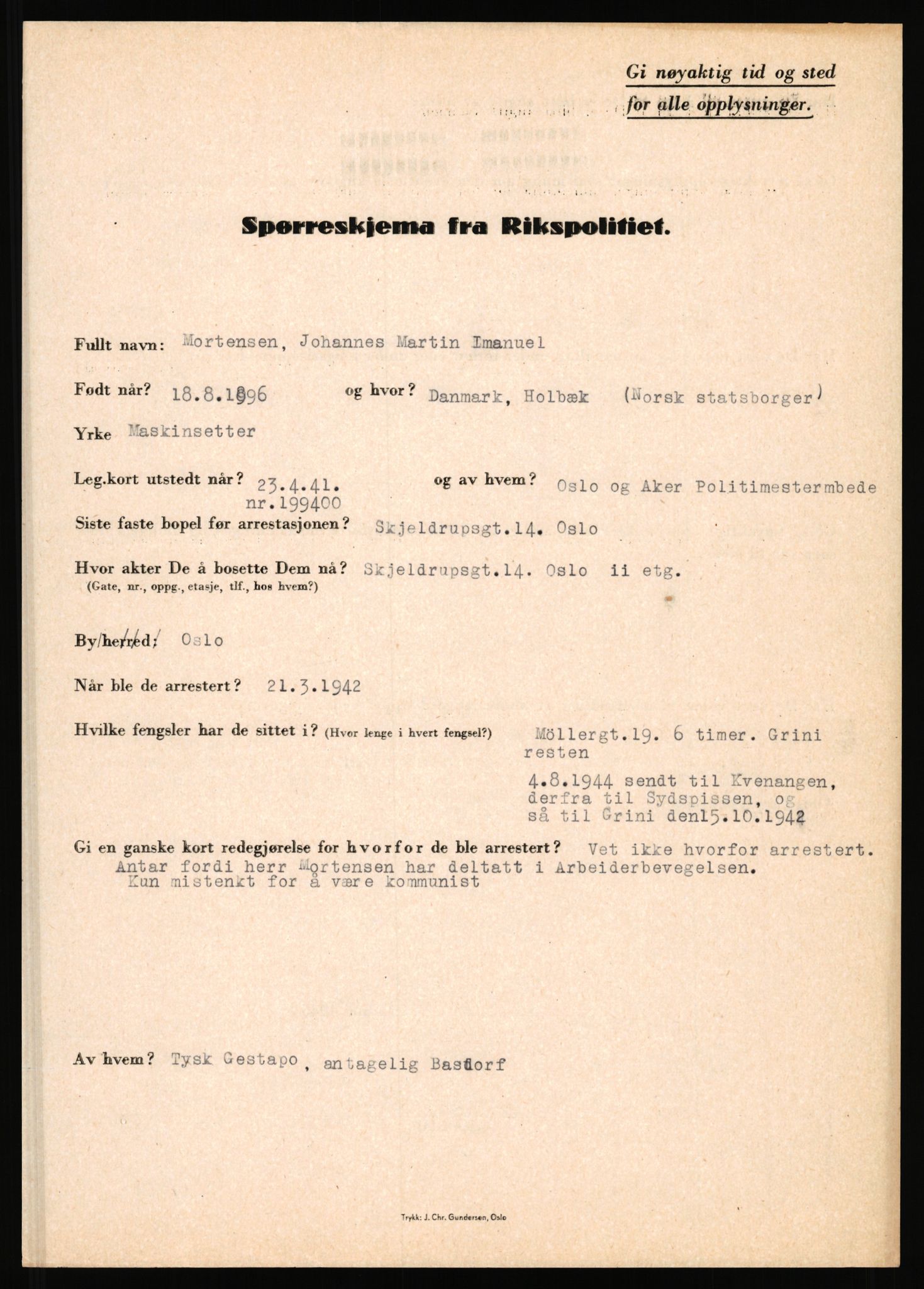 Rikspolitisjefen, AV/RA-S-1560/L/L0012: Mogensen, Øivind - Noraas, Lars, 1940-1945, p. 105