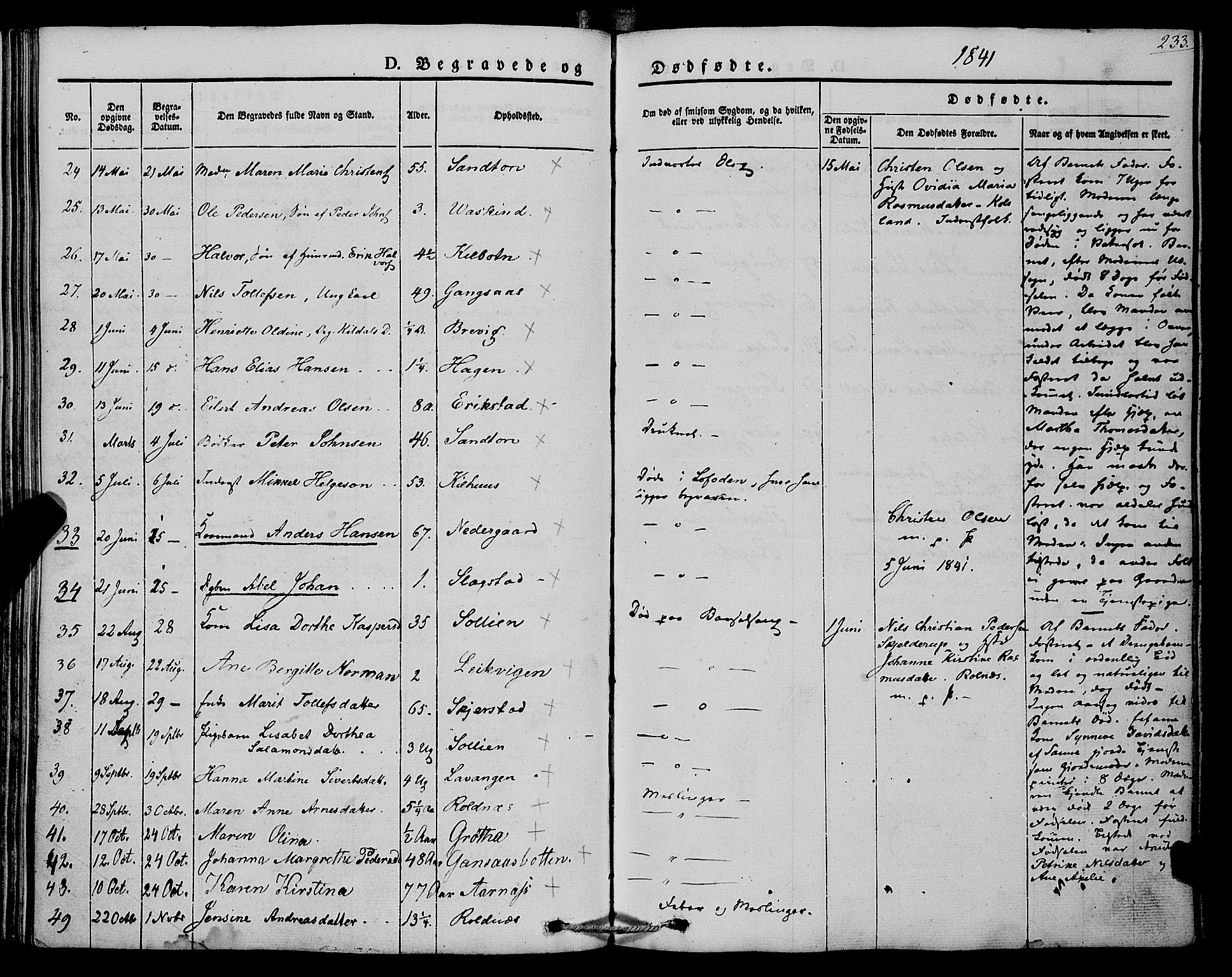 Trondenes sokneprestkontor, SATØ/S-1319/H/Ha/L0009kirke: Parish register (official) no. 9, 1841-1852, p. 233