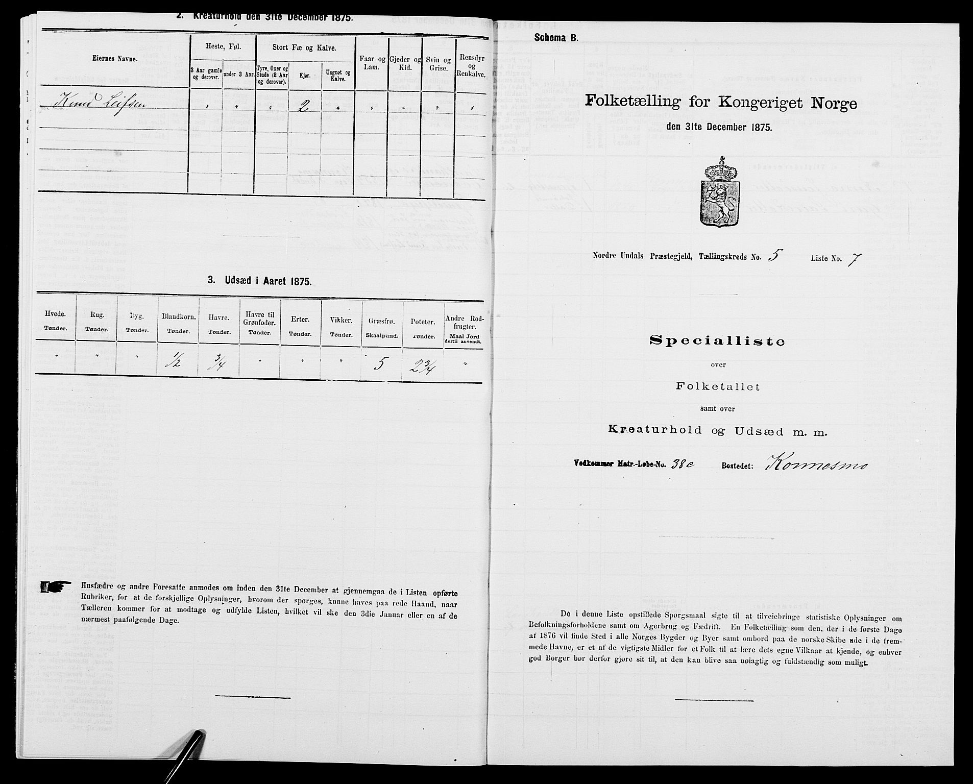 SAK, 1875 census for 1028P Nord-Audnedal, 1875, p. 462