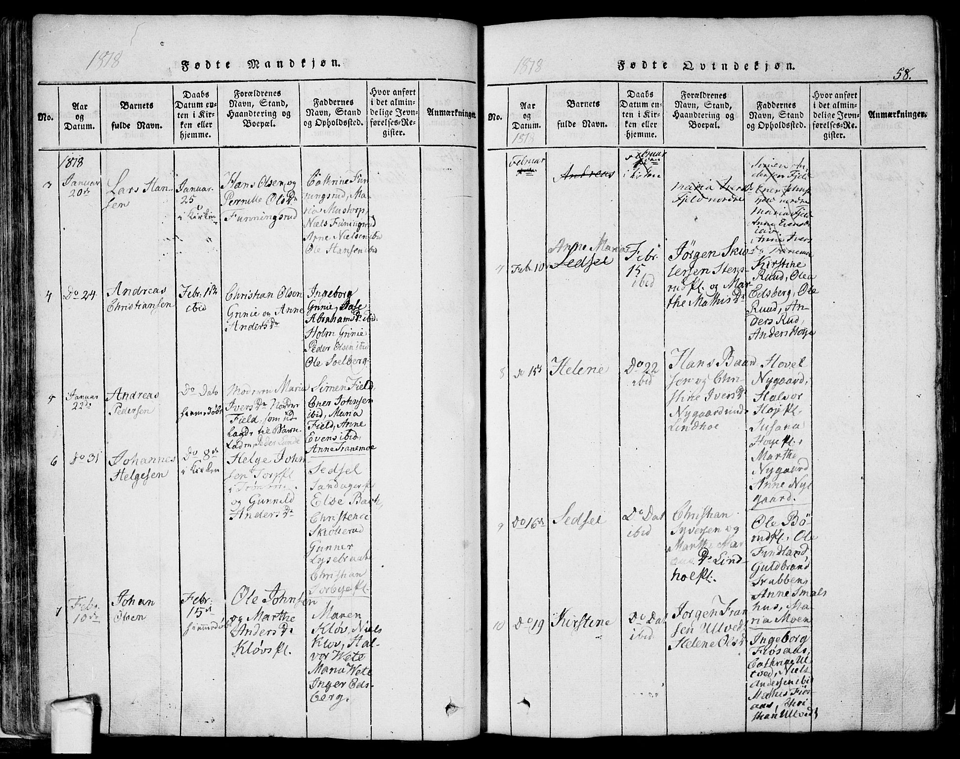 Eidsberg prestekontor Kirkebøker, AV/SAO-A-10905/F/Fa/L0007: Parish register (official) no. I 7, 1814-1832, p. 58