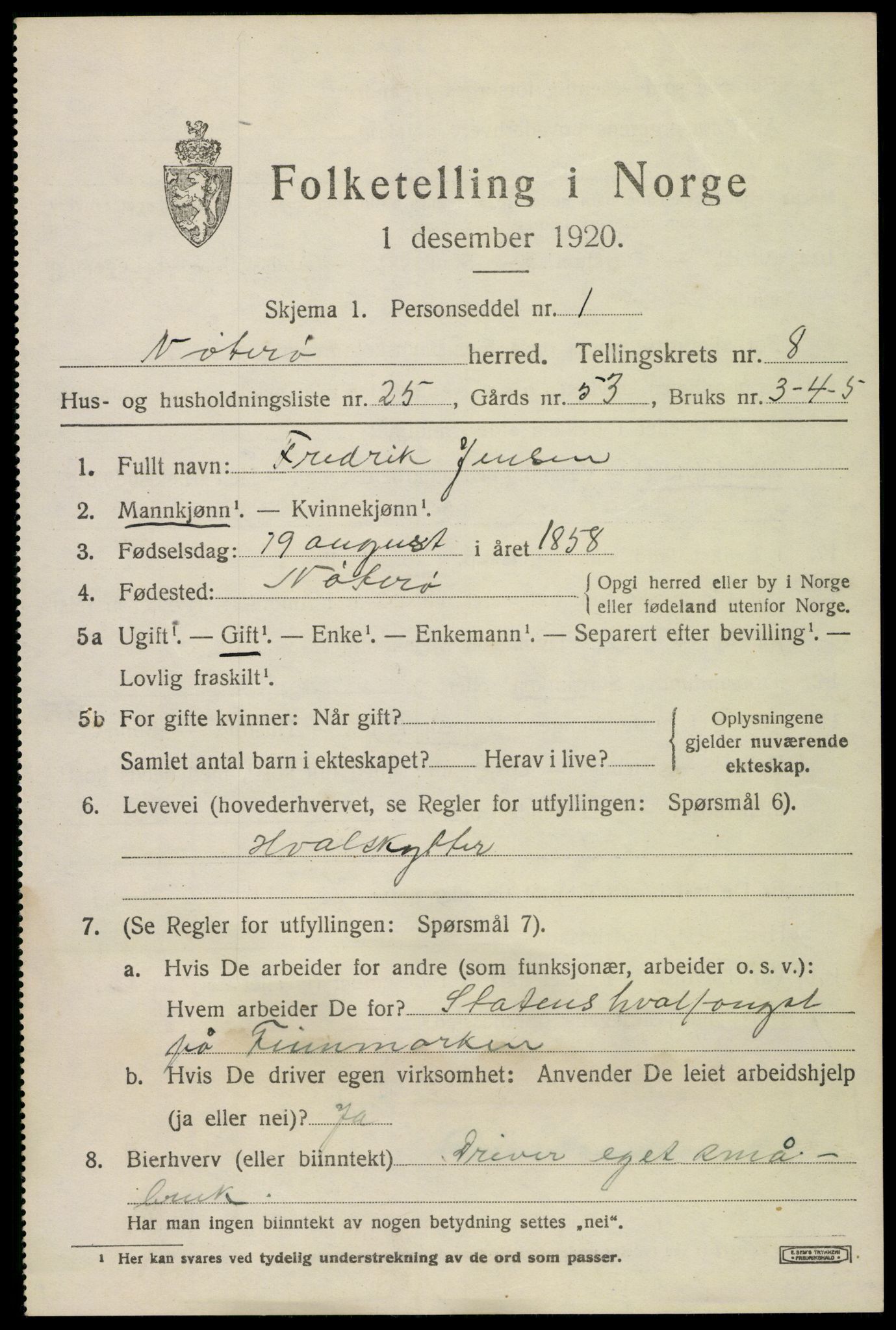 SAKO, 1920 census for Nøtterøy, 1920, p. 10657