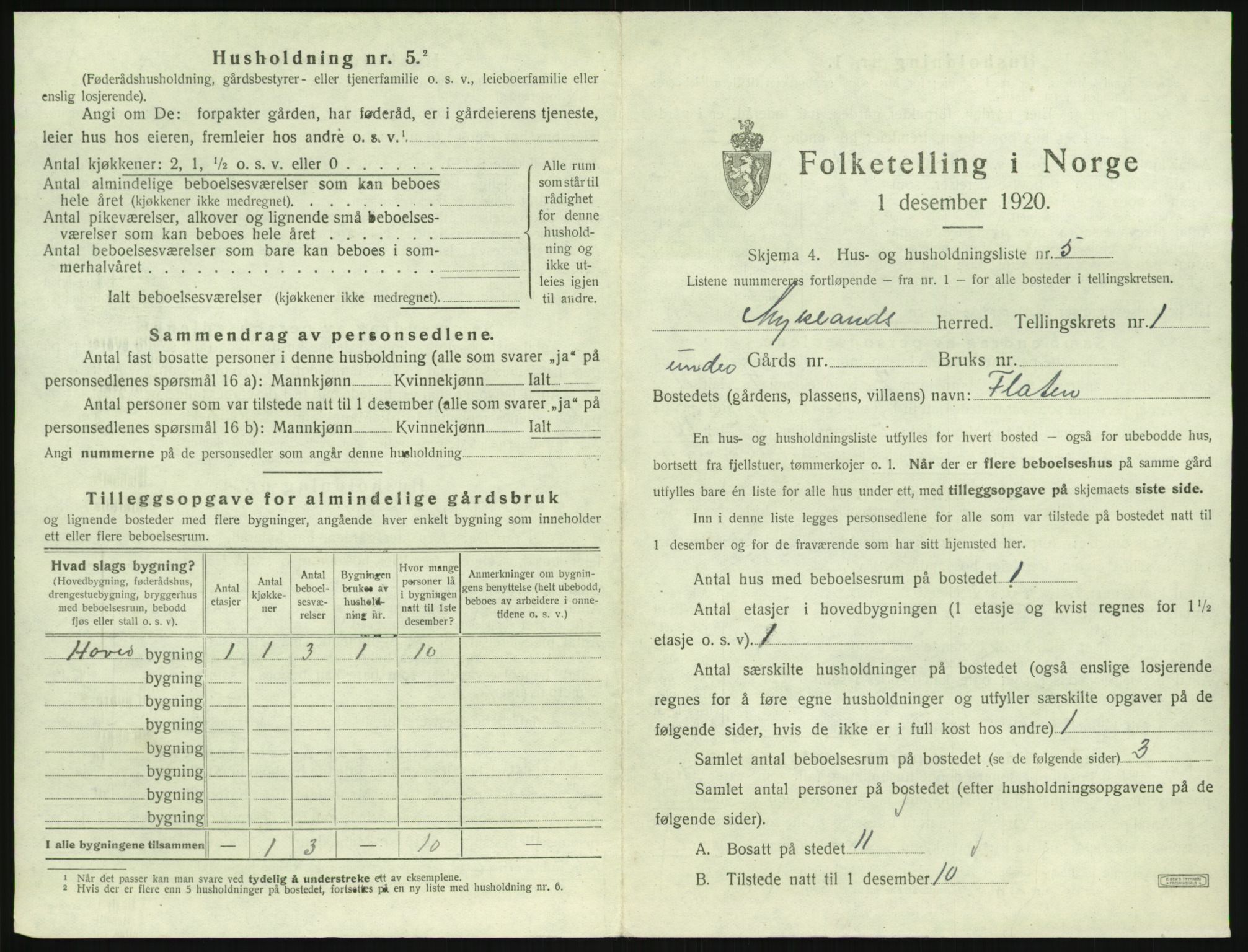 SAK, 1920 census for Mykland, 1920, p. 34