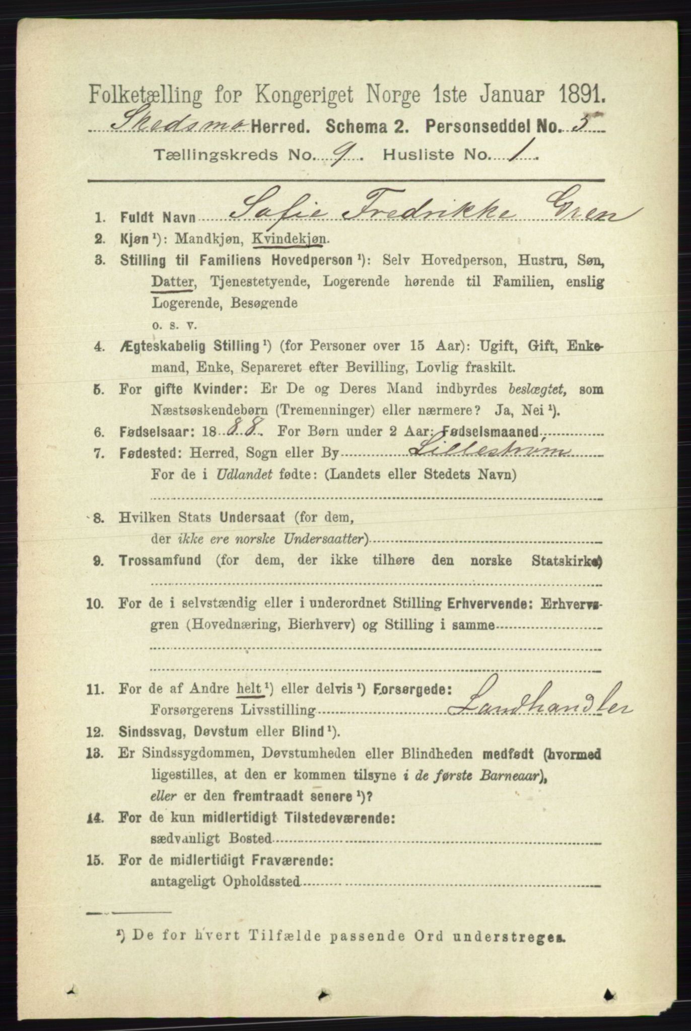 RA, 1891 census for 0231 Skedsmo, 1891, p. 5100