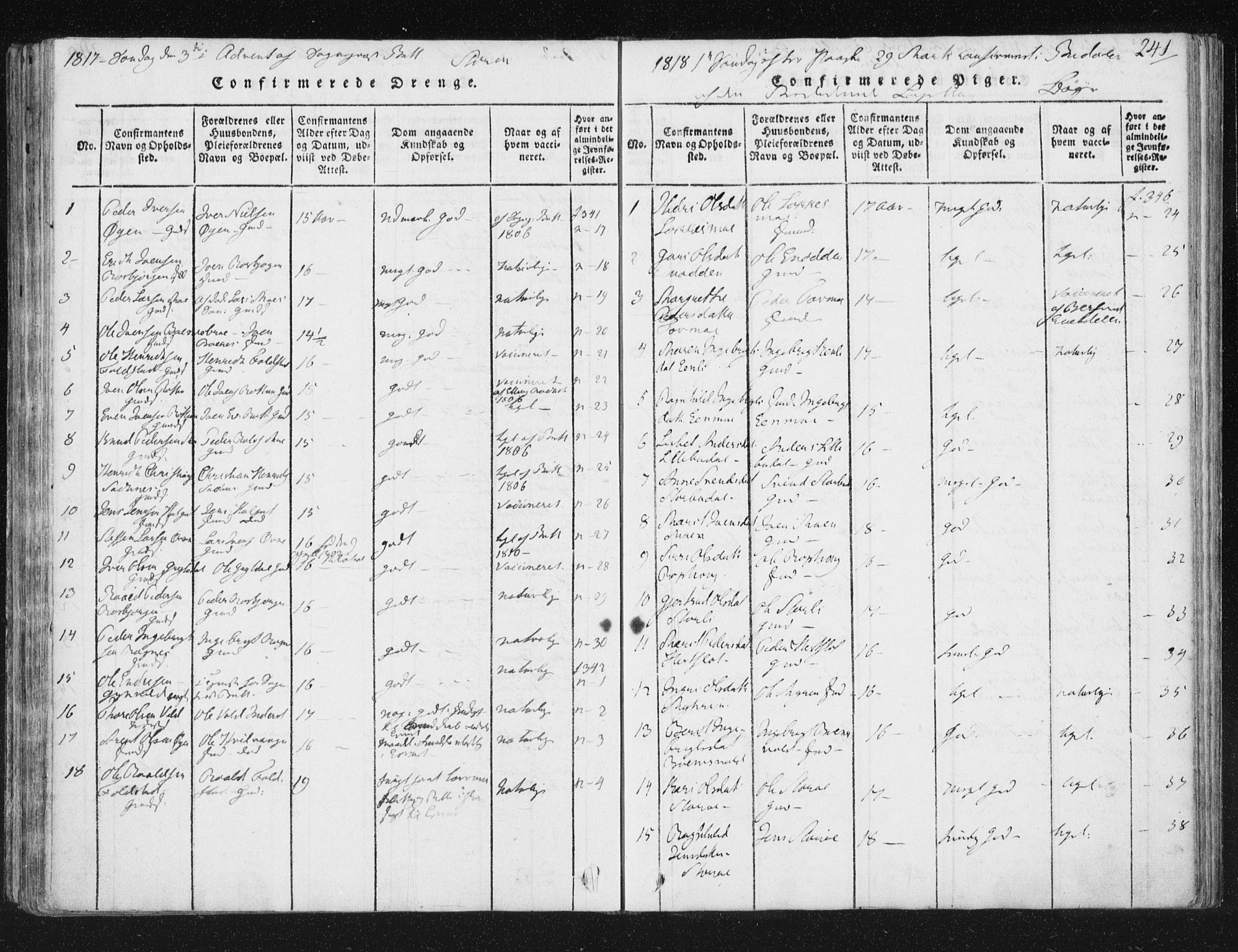 Ministerialprotokoller, klokkerbøker og fødselsregistre - Sør-Trøndelag, SAT/A-1456/687/L0996: Parish register (official) no. 687A04, 1816-1842, p. 241