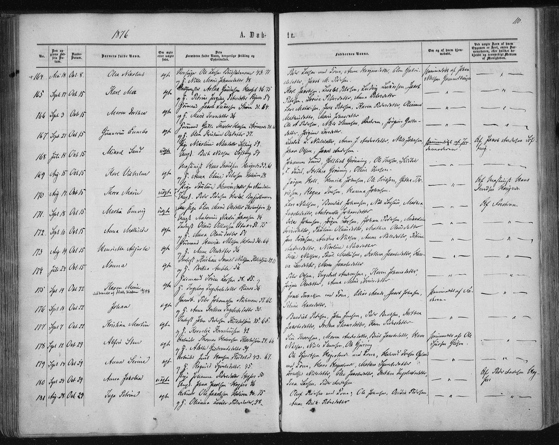 Ministerialprotokoller, klokkerbøker og fødselsregistre - Nordland, AV/SAT-A-1459/820/L0294: Parish register (official) no. 820A15, 1866-1879, p. 110