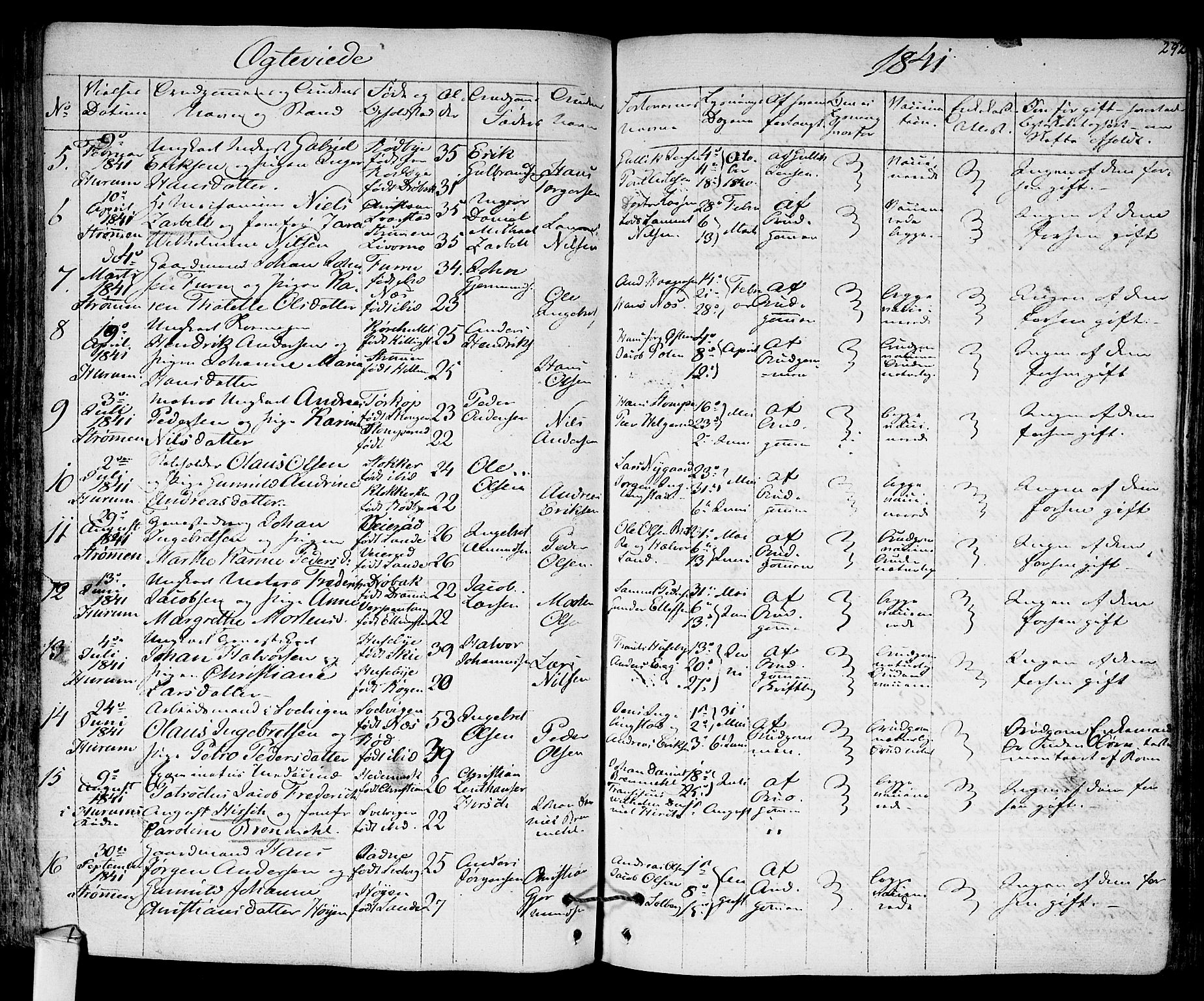 Hurum kirkebøker, SAKO/A-229/F/Fa/L0010: Parish register (official) no. 10, 1827-1846, p. 292