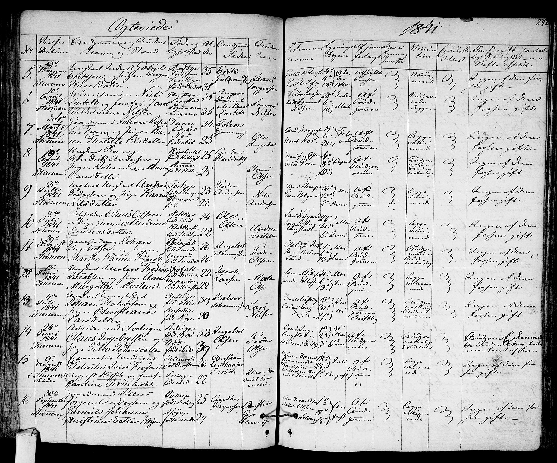 Hurum kirkebøker, AV/SAKO-A-229/F/Fa/L0010: Parish register (official) no. 10, 1827-1846, p. 292