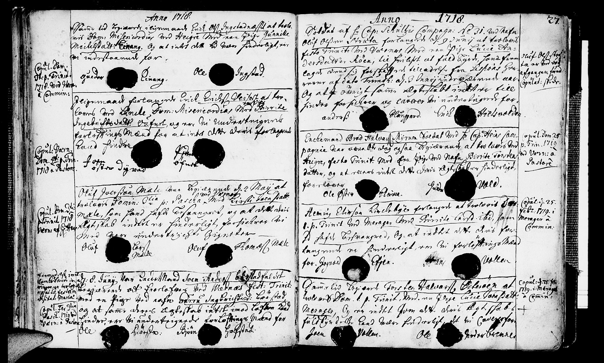 Ministerialprotokoller, klokkerbøker og fødselsregistre - Nord-Trøndelag, SAT/A-1458/709/L0053: Parish register (official) no. 709A01, 1714-1729, p. 27