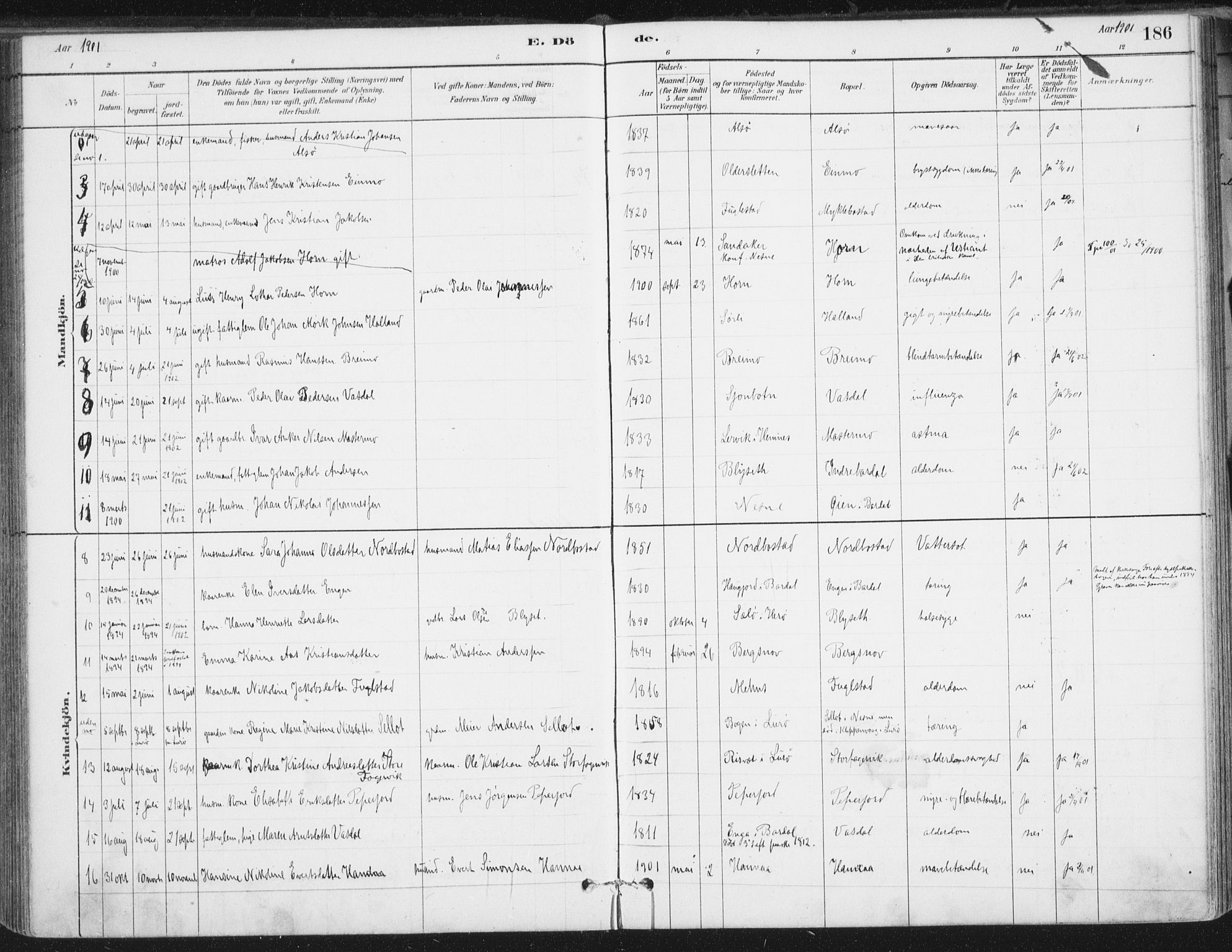 Ministerialprotokoller, klokkerbøker og fødselsregistre - Nordland, AV/SAT-A-1459/838/L0553: Parish register (official) no. 838A11, 1880-1910, p. 186