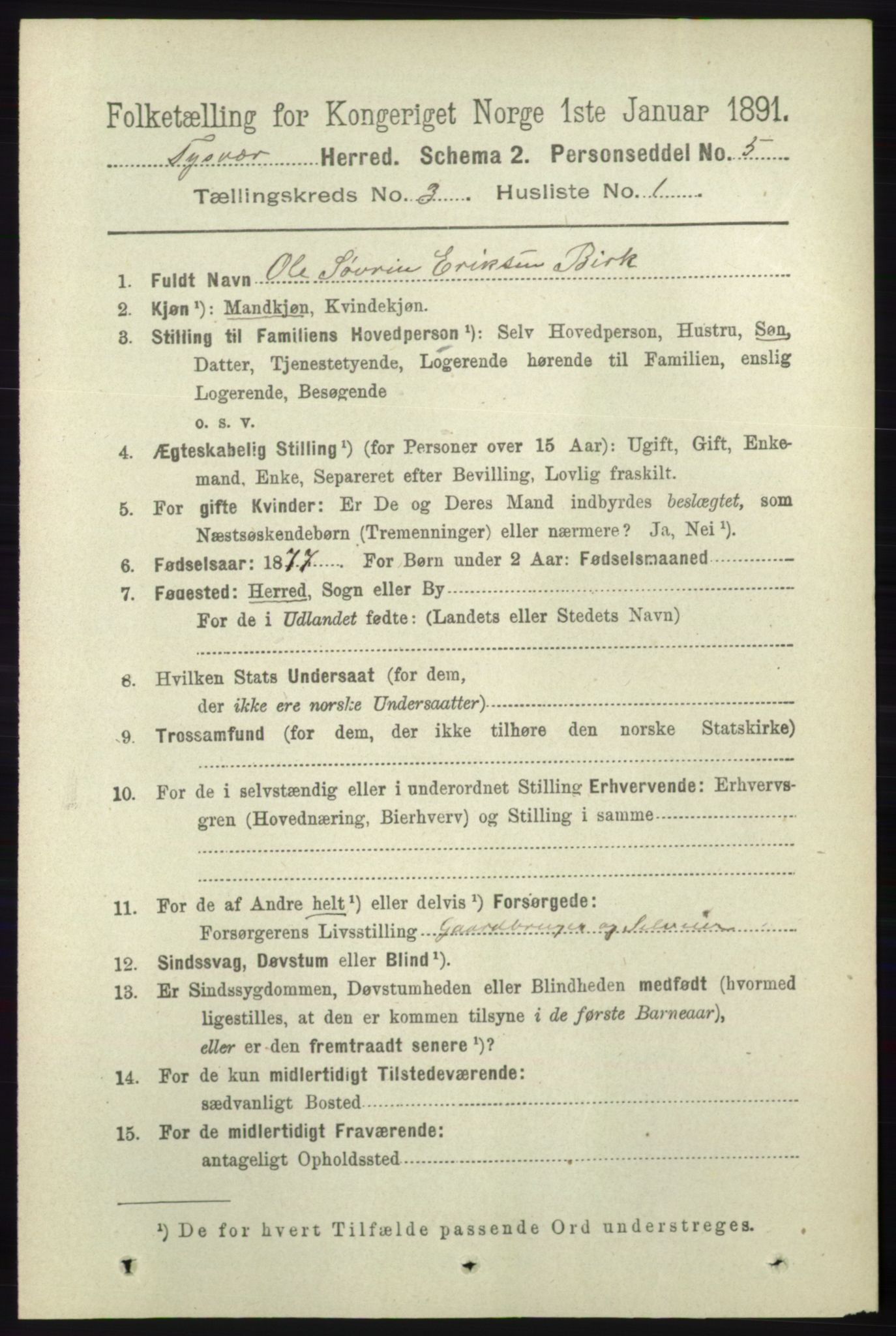 RA, 1891 census for 1146 Tysvær, 1891, p. 1234