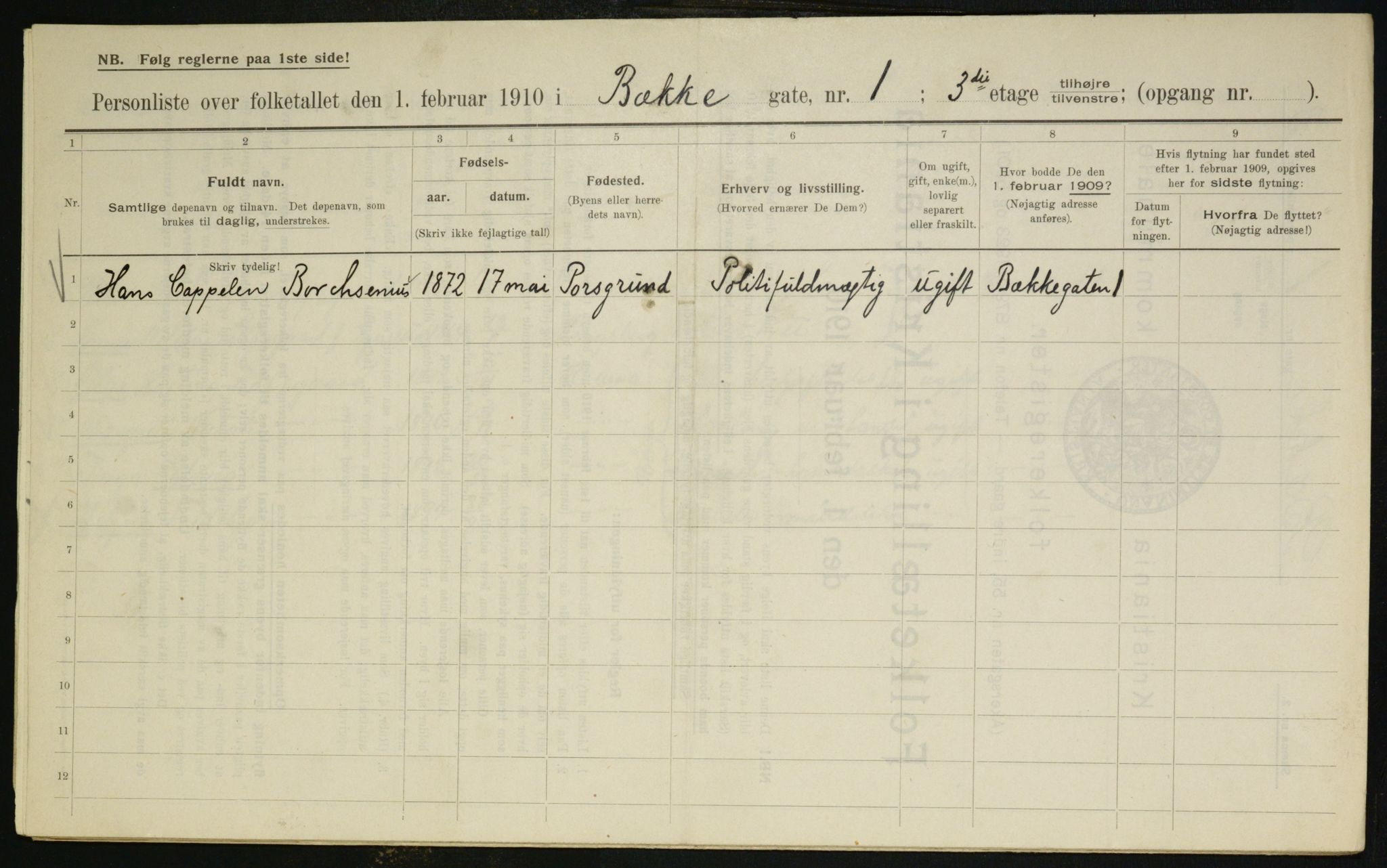 OBA, Municipal Census 1910 for Kristiania, 1910, p. 10572