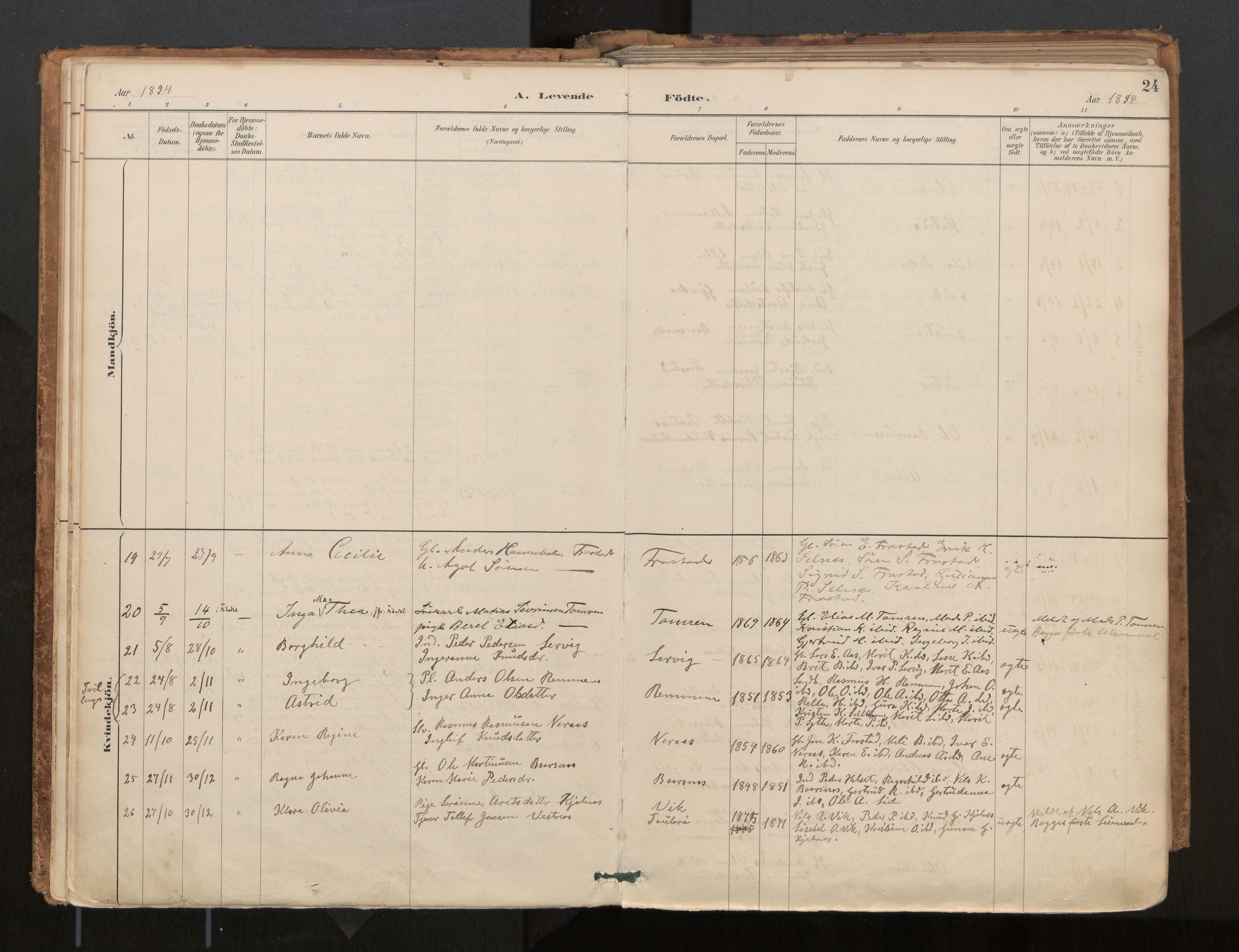 Ministerialprotokoller, klokkerbøker og fødselsregistre - Møre og Romsdal, AV/SAT-A-1454/539/L0531: Parish register (official) no. 539A04, 1887-1913, p. 24