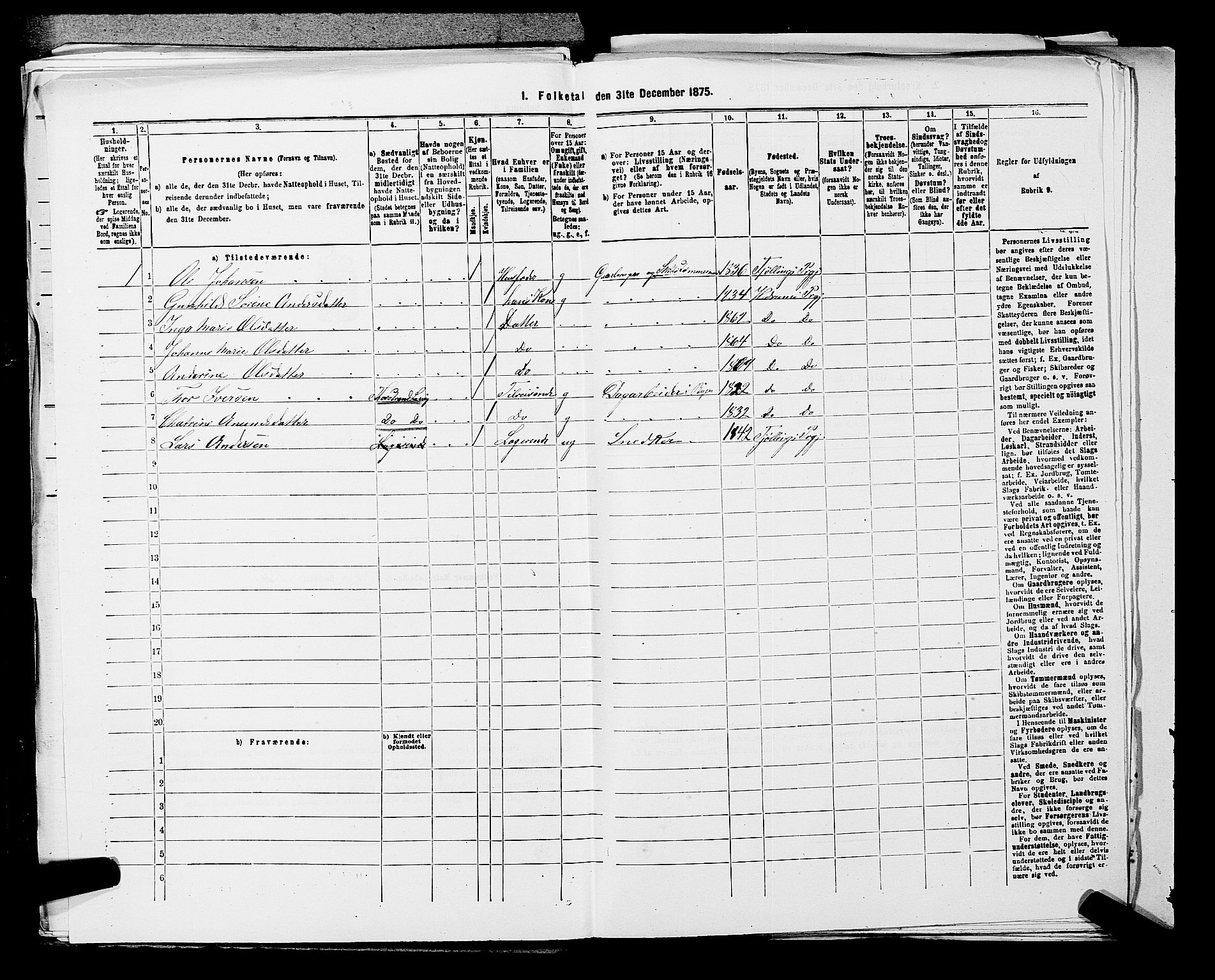 SAKO, 1875 census for 0727P Hedrum, 1875, p. 476