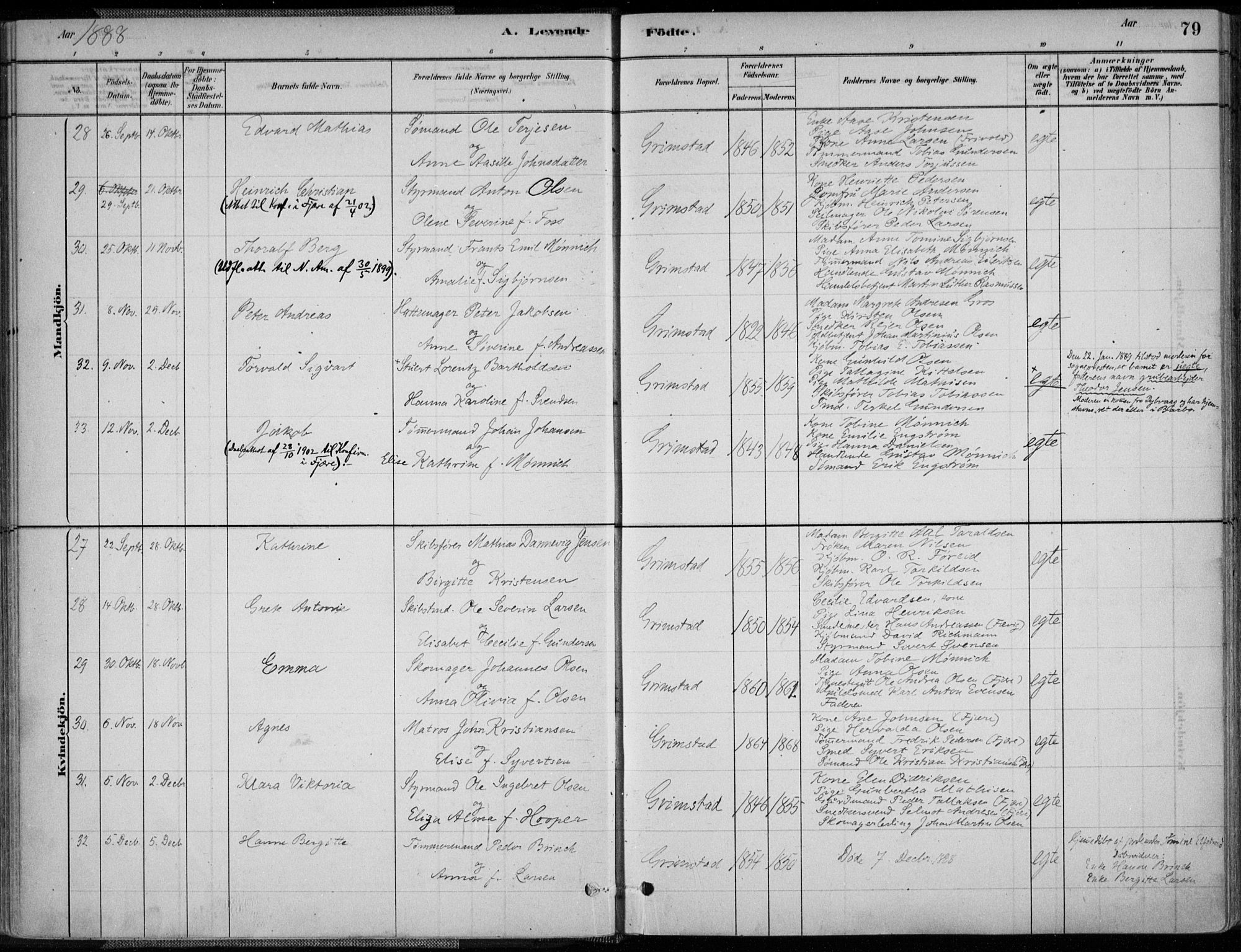Grimstad sokneprestkontor, SAK/1111-0017/F/Fa/L0003: Parish register (official) no. A 2, 1882-1912, p. 79