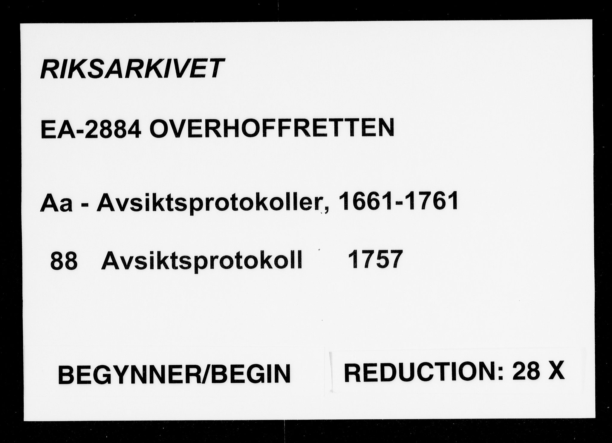 Overhoffretten 1667-1797, RA/EA-2884/Aa/L0088: Avsiktsprotokoll, 1757