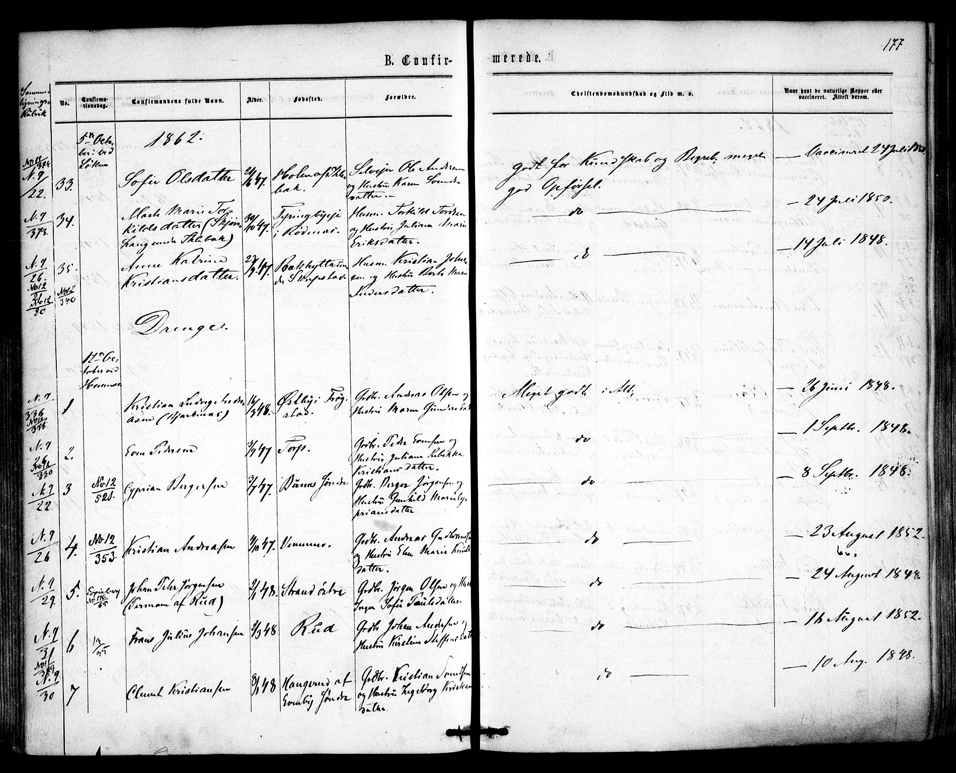 Høland prestekontor Kirkebøker, SAO/A-10346a/F/Fa/L0011: Parish register (official) no. I 11, 1862-1869, p. 177