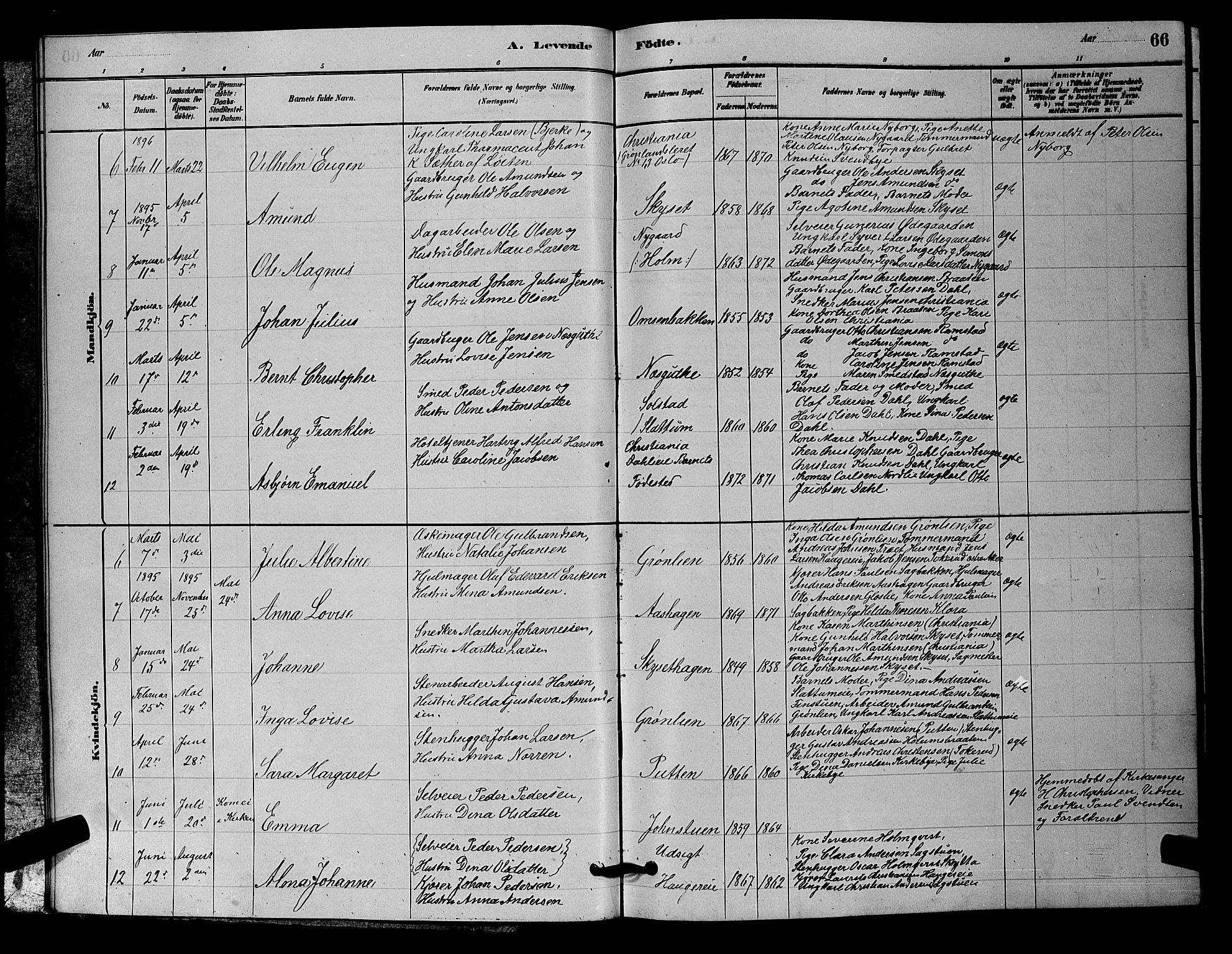 Nittedal prestekontor Kirkebøker, SAO/A-10365a/G/Ga/L0002: Parish register (copy) no. I 2, 1879-1901, p. 66