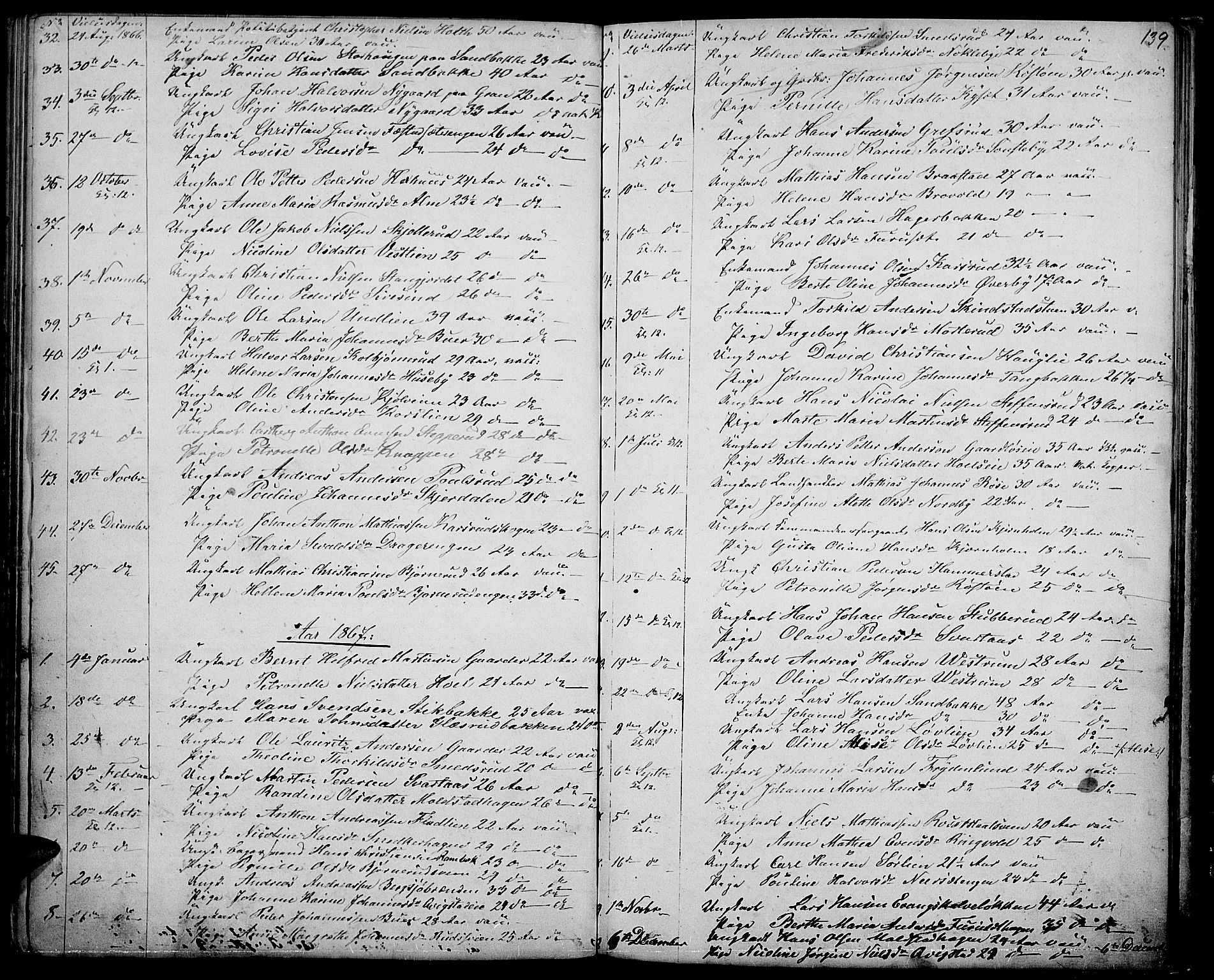 Vestre Toten prestekontor, SAH/PREST-108/H/Ha/Hab/L0005: Parish register (copy) no. 5, 1854-1870, p. 139