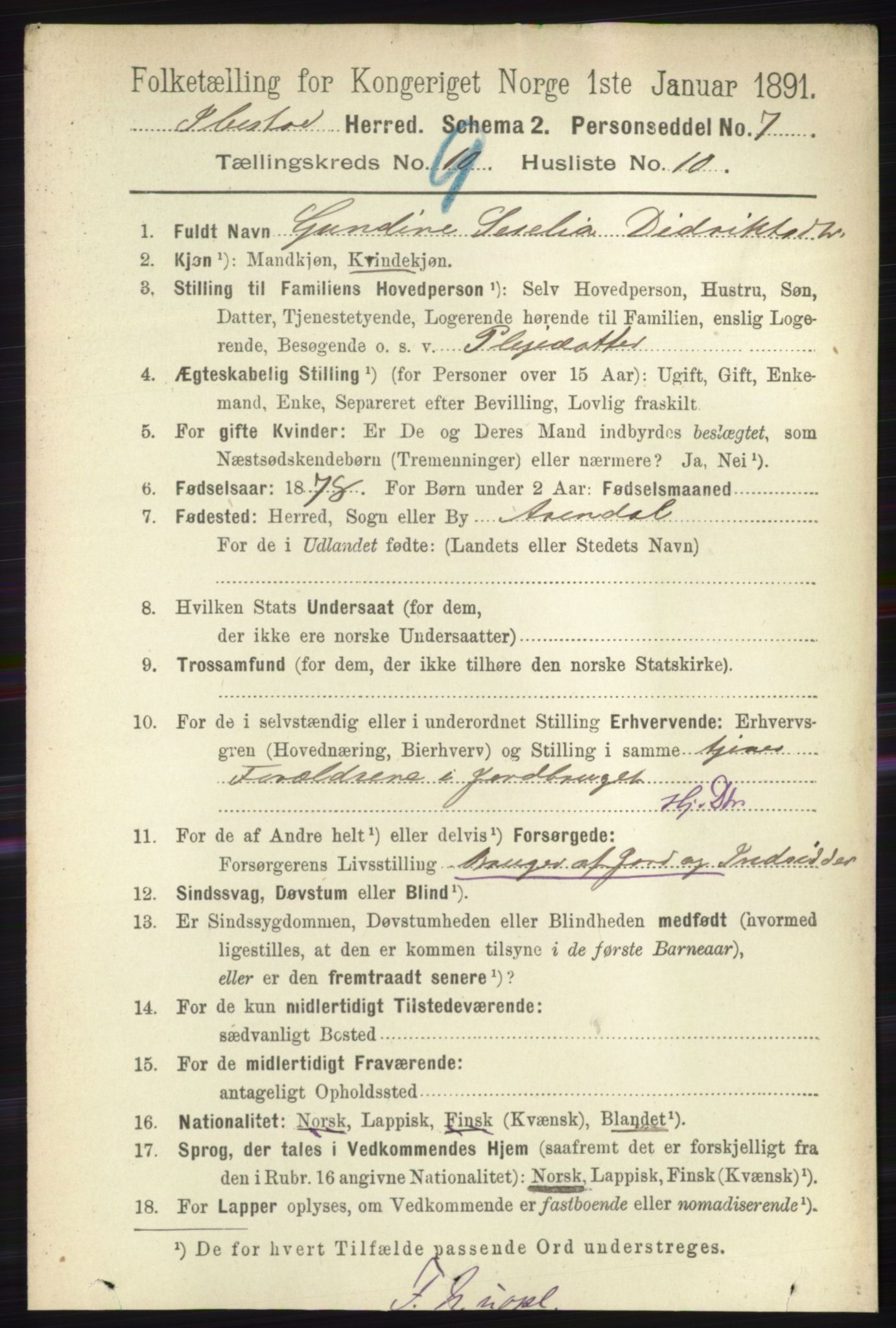 RA, 1891 census for 1917 Ibestad, 1891, p. 6048