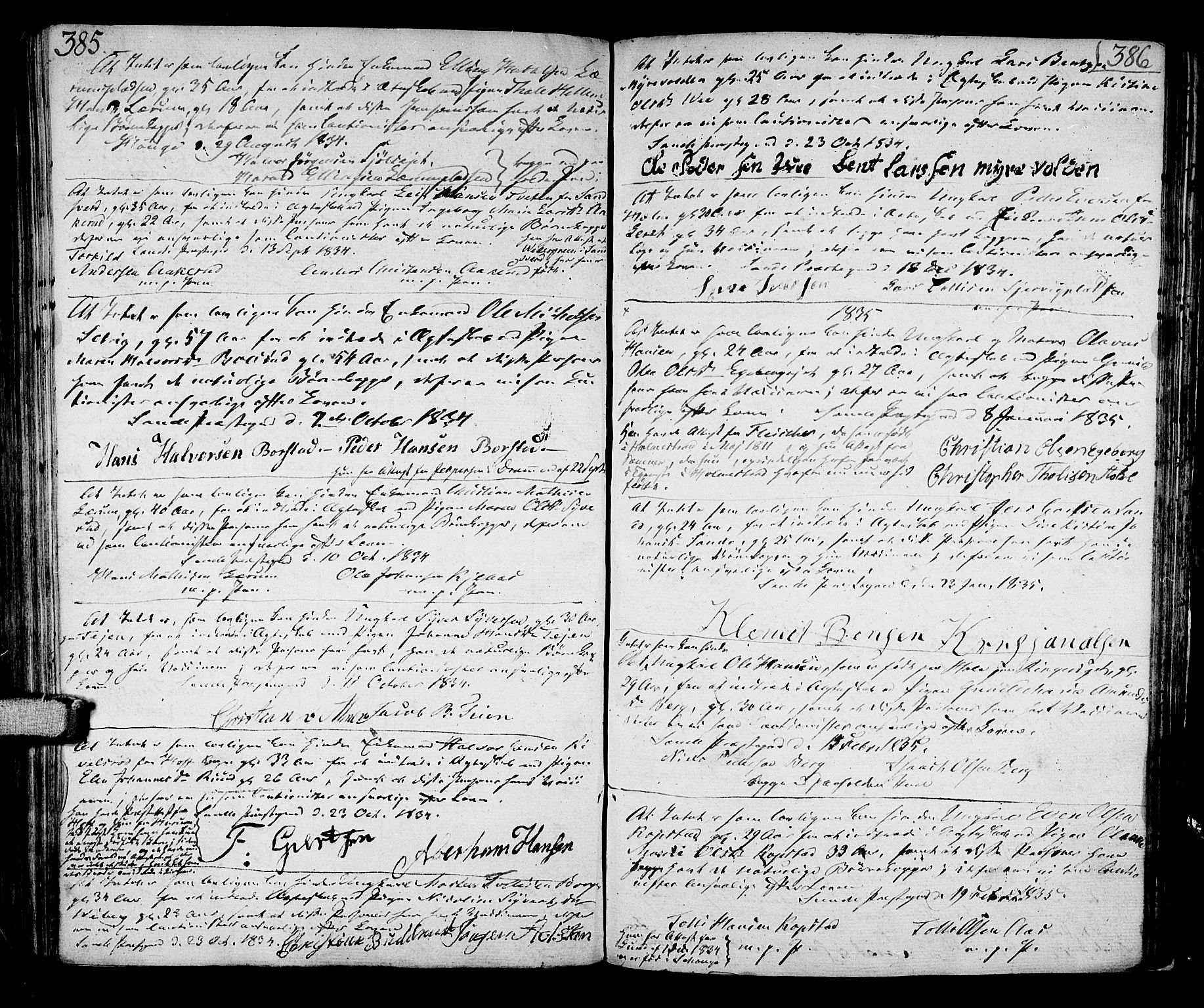 Sande Kirkebøker, SAKO/A-53/F/Fa/L0002: Parish register (official) no. 2, 1804-1814, p. 385-386