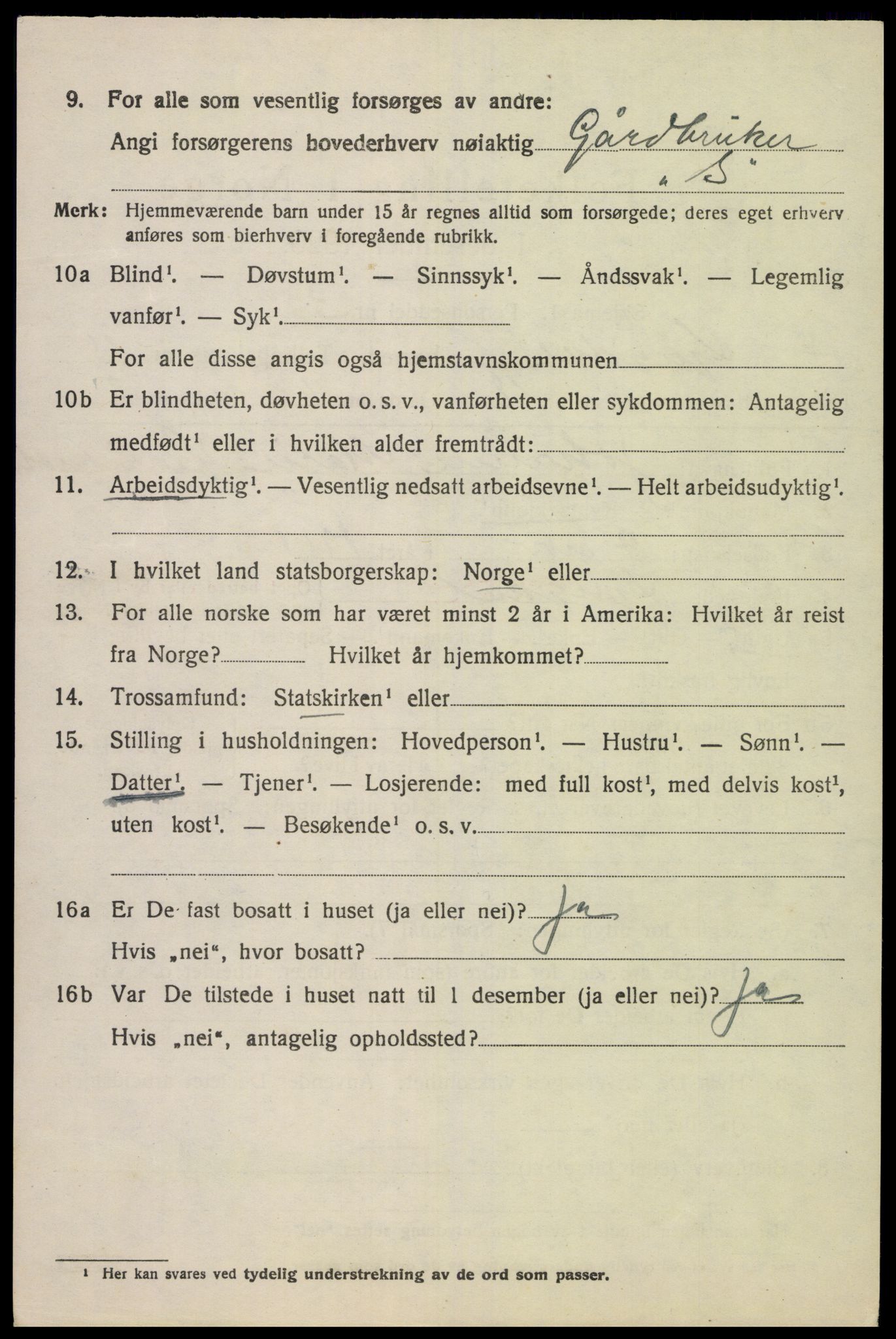 SAK, 1920 census for Lyngdal, 1920, p. 6480