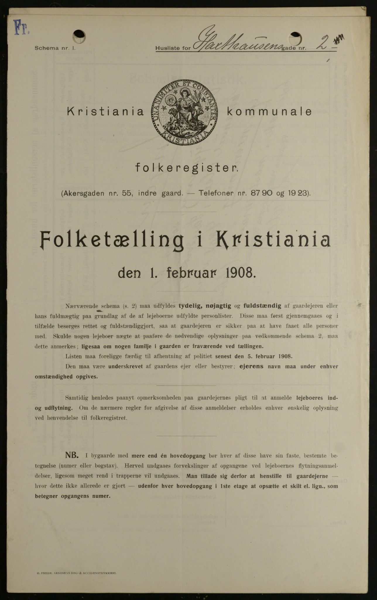 OBA, Municipal Census 1908 for Kristiania, 1908, p. 32026
