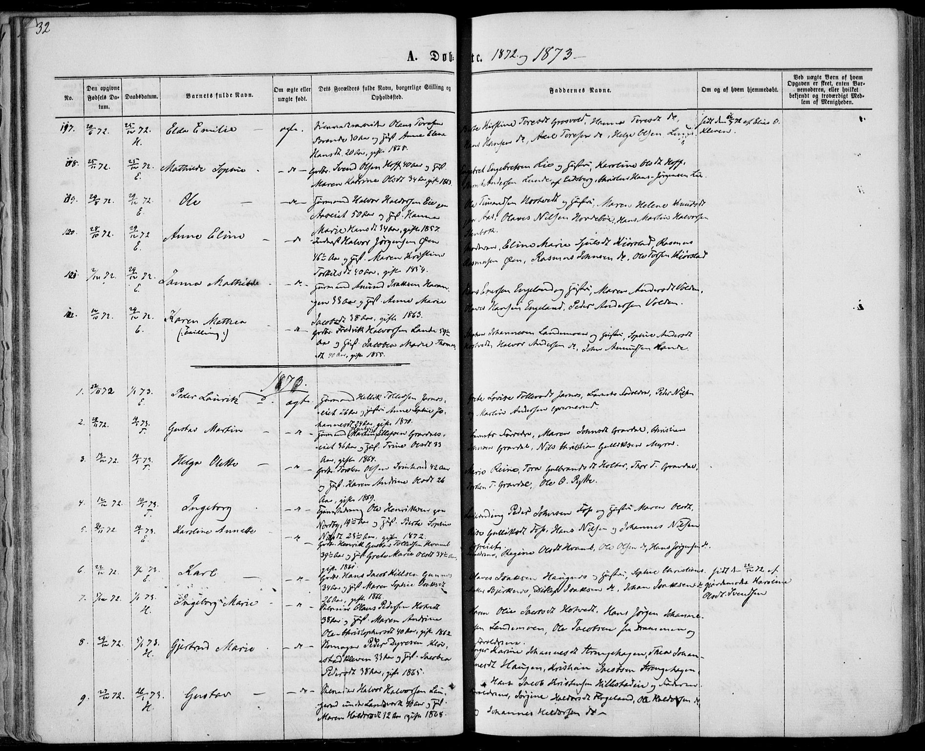 Sandsvær kirkebøker, SAKO/A-244/F/Fa/L0007: Parish register (official) no. I 7, 1869-1877, p. 32