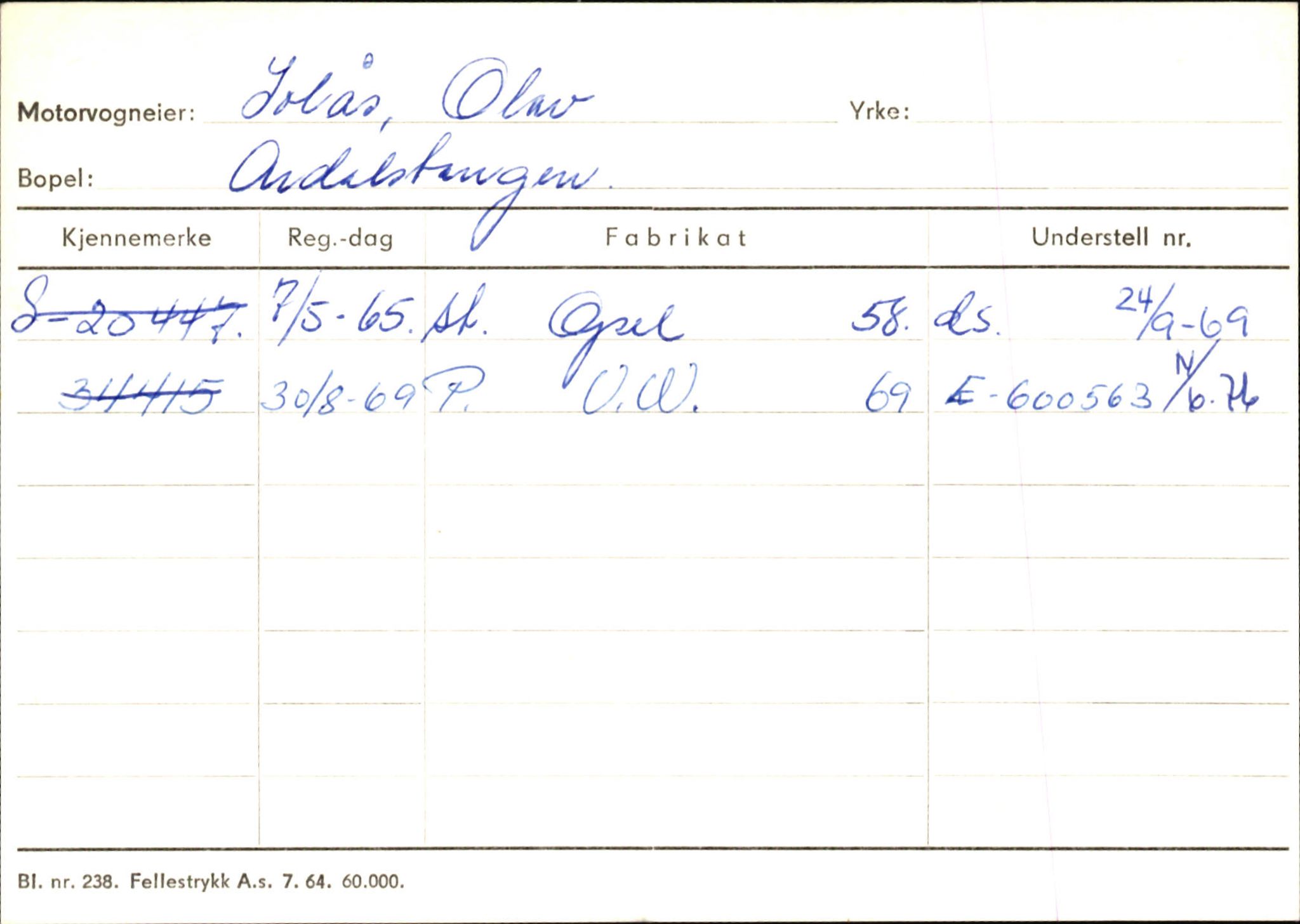 Statens vegvesen, Sogn og Fjordane vegkontor, SAB/A-5301/4/F/L0146: Registerkort Årdal R-Å samt diverse kort, 1945-1975, p. 548