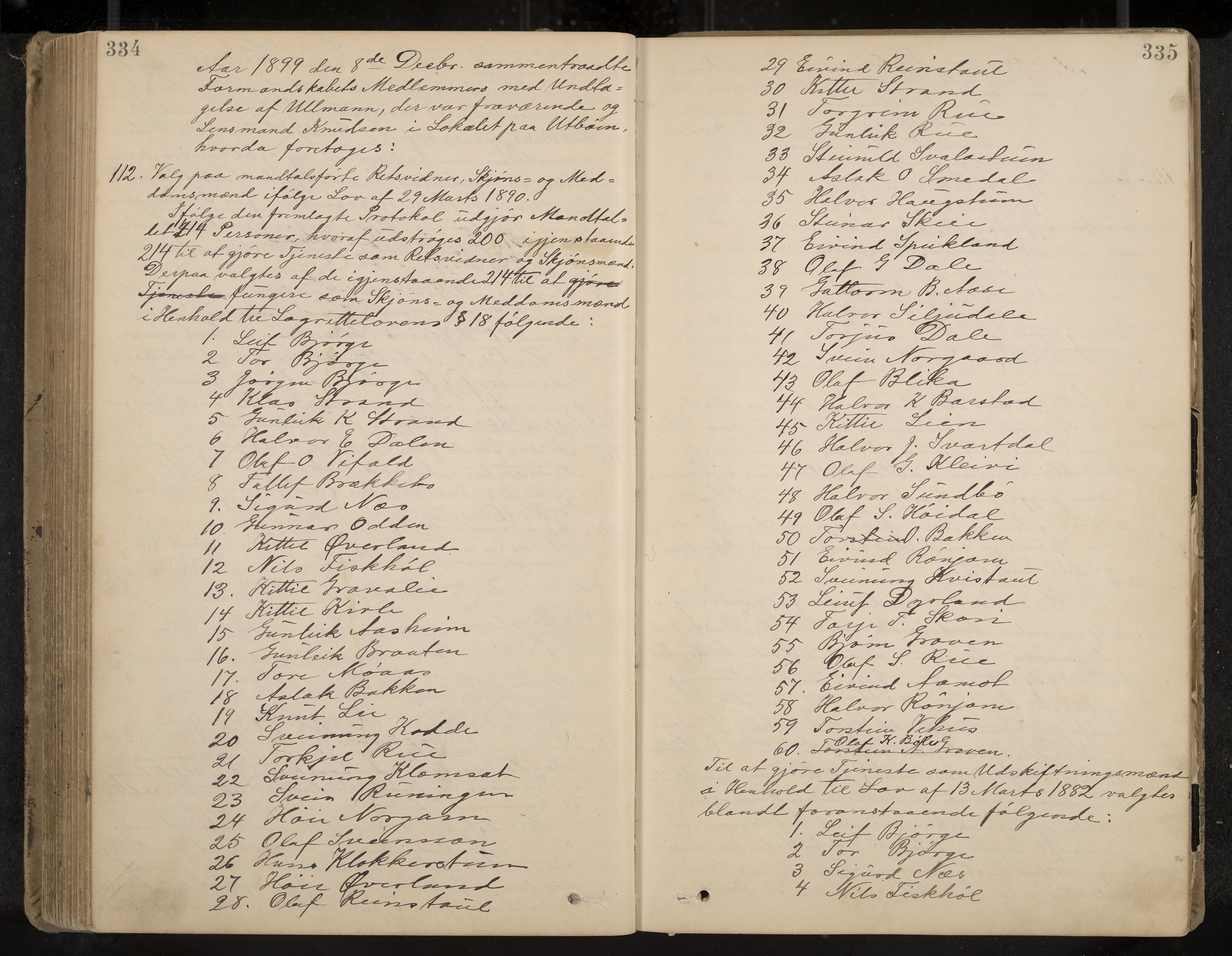 Seljord formannskap og sentraladministrasjon, IKAK/0828021/A/Aa/L0003: Møtebok med register, 1891-1905, p. 334-335