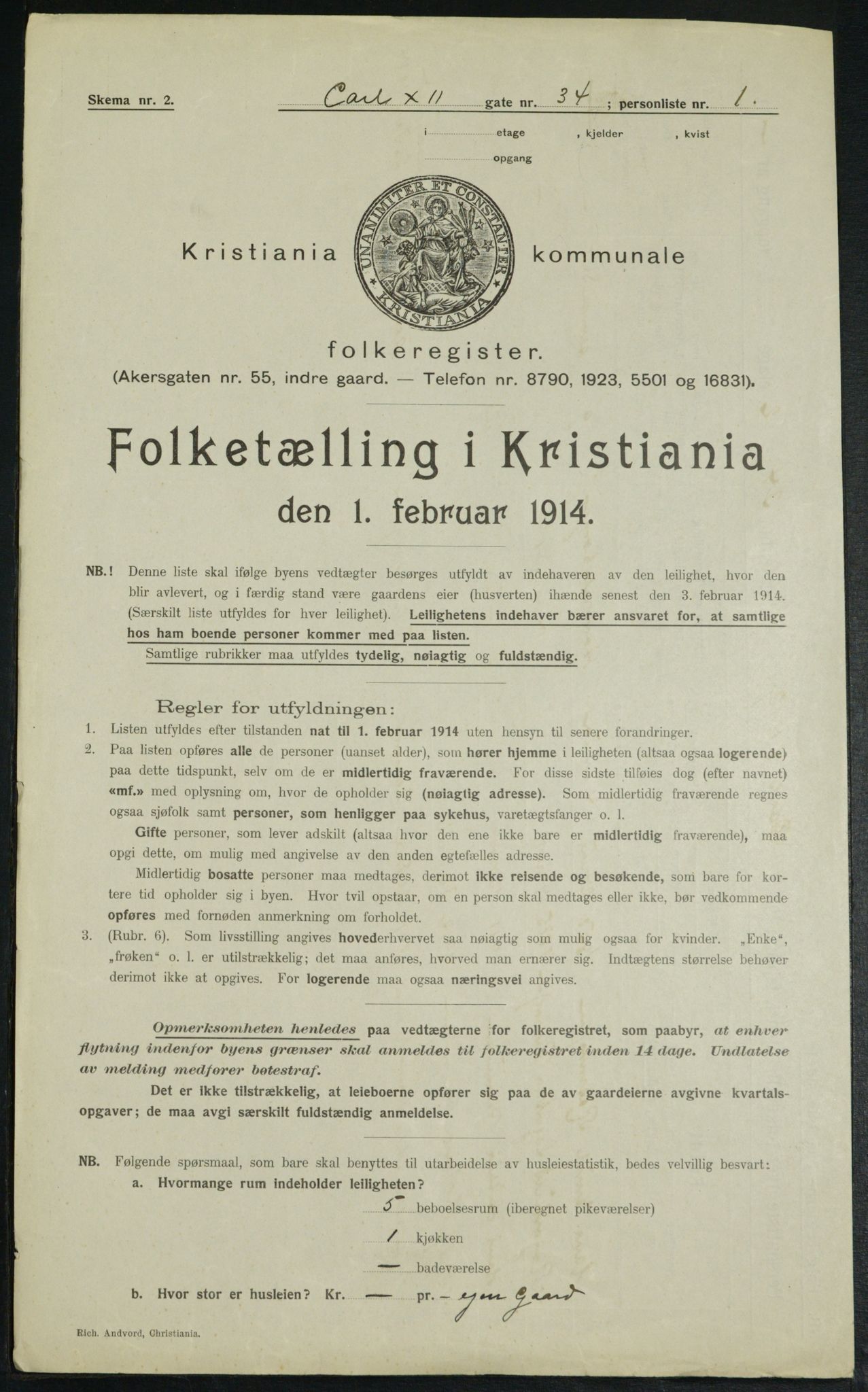 OBA, Municipal Census 1914 for Kristiania, 1914, p. 48644