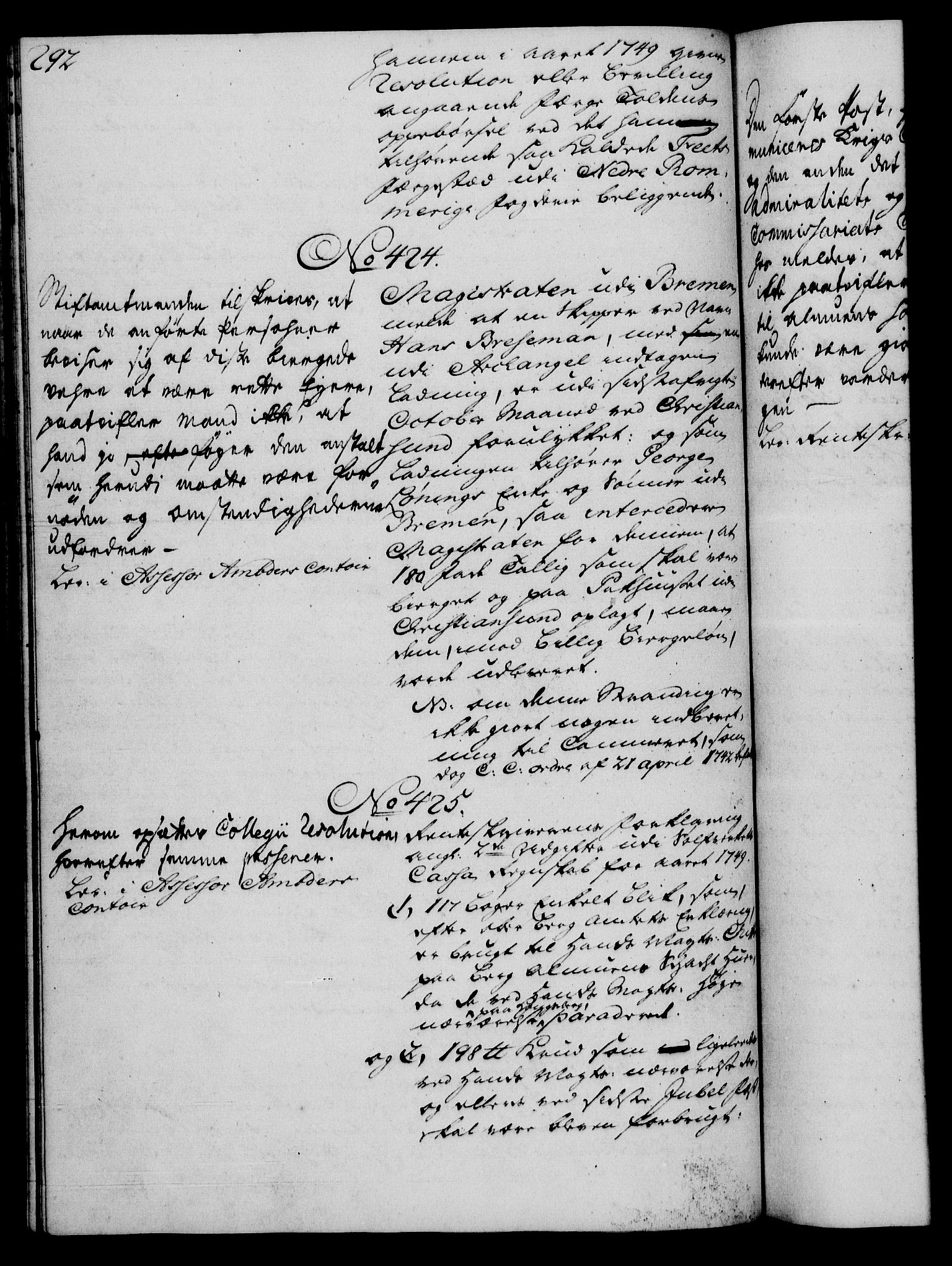 Rentekammeret, Kammerkanselliet, RA/EA-3111/G/Gh/Gha/L0030: Norsk ekstraktmemorialprotokoll (merket RK 53.75), 1749-1751, p. 292