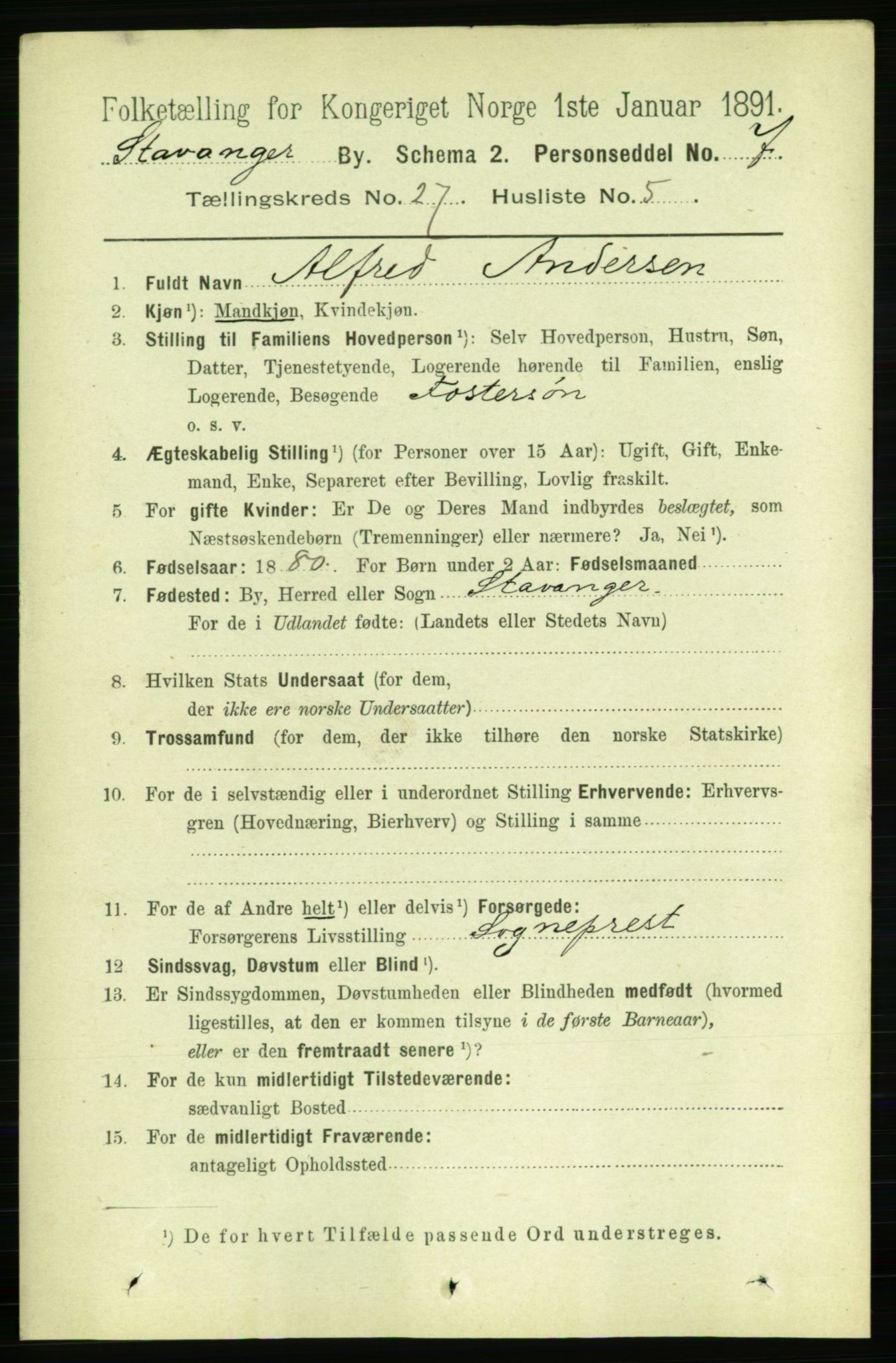 RA, 1891 census for 1103 Stavanger, 1891, p. 28955