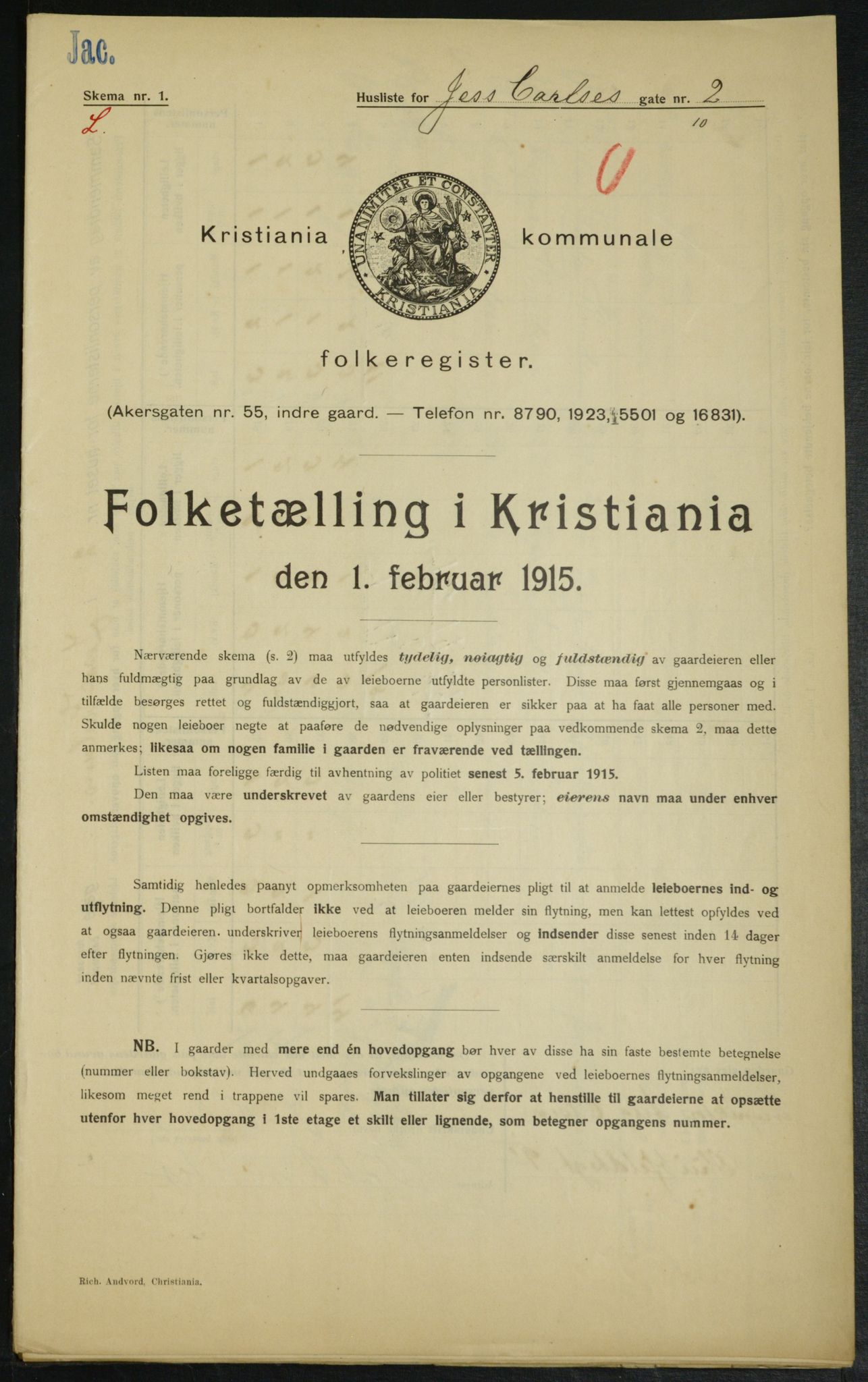 OBA, Municipal Census 1915 for Kristiania, 1915, p. 46506