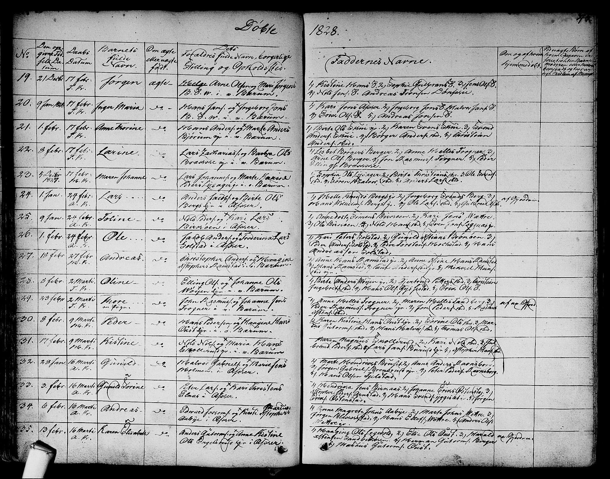 Asker prestekontor Kirkebøker, SAO/A-10256a/F/Fa/L0007: Parish register (official) no. I 7, 1825-1864, p. 45