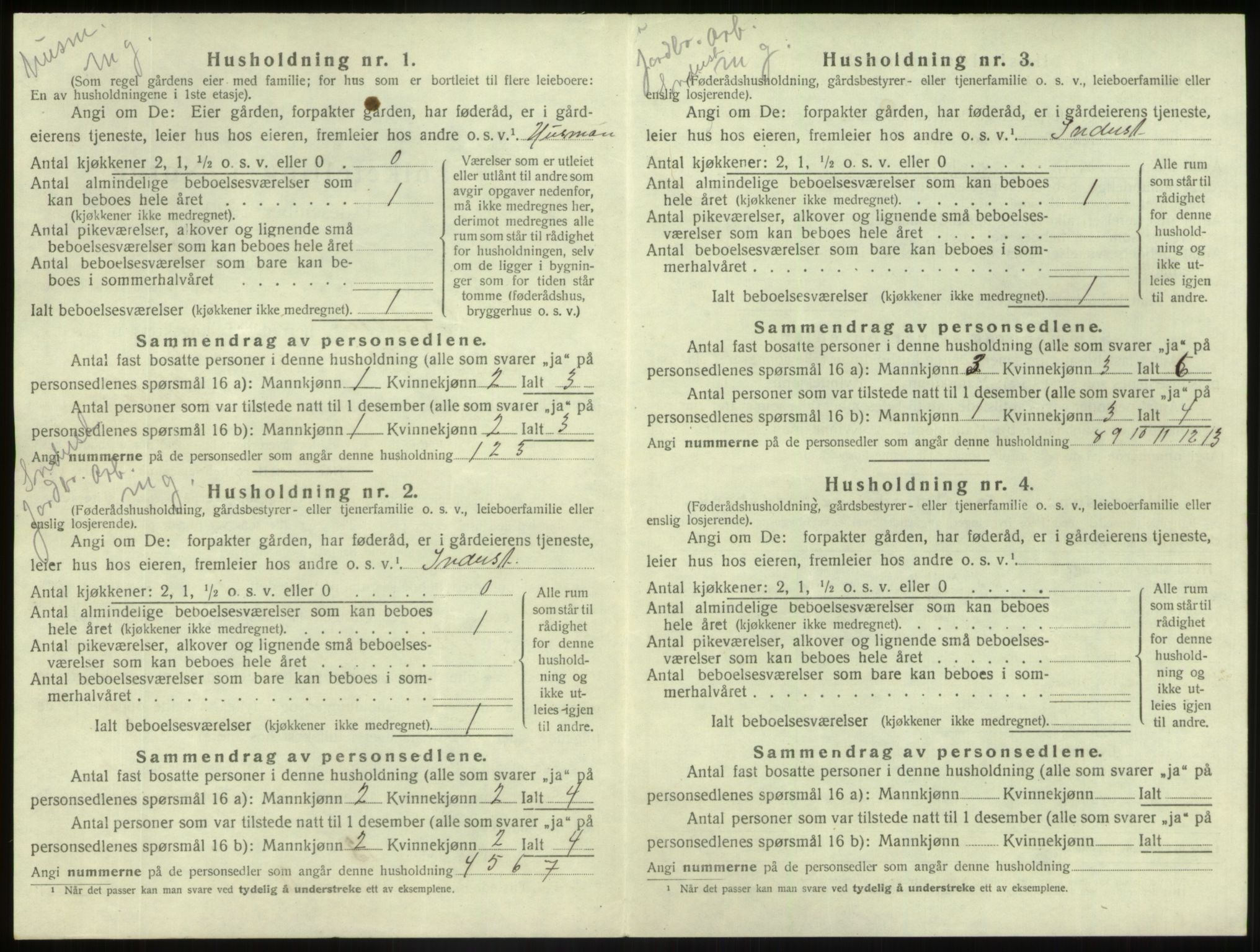 SAB, 1920 census for Jostedal, 1920, p. 301