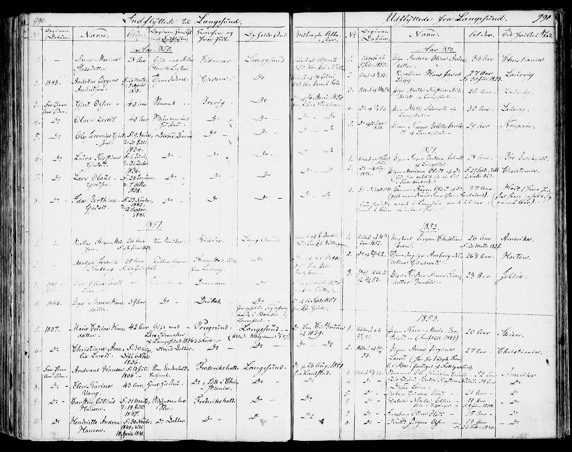 Bamble kirkebøker, SAKO/A-253/F/Fa/L0004: Parish register (official) no. I 4, 1834-1853, p. 990-991
