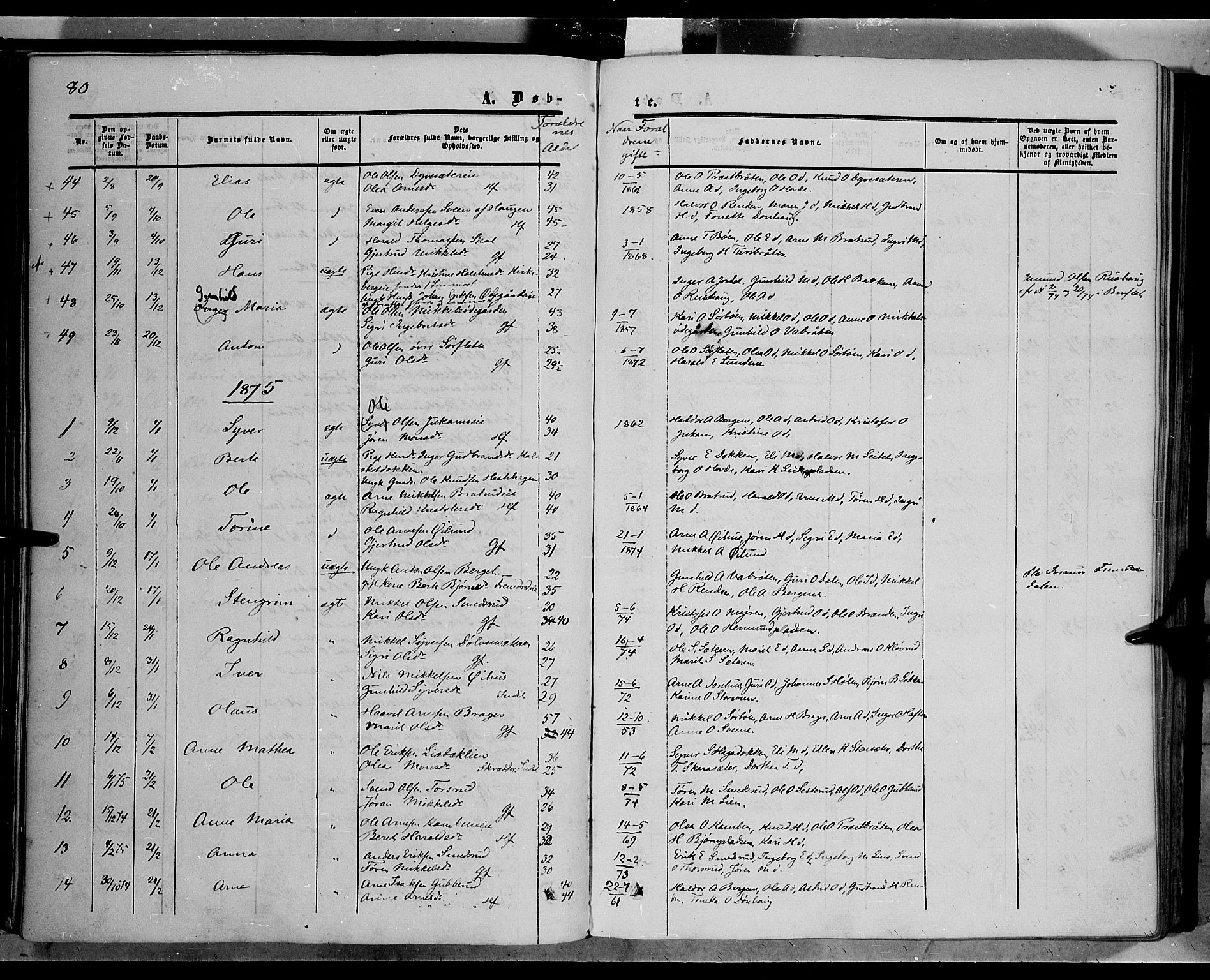 Sør-Aurdal prestekontor, AV/SAH-PREST-128/H/Ha/Haa/L0005: Parish register (official) no. 5, 1849-1876, p. 80