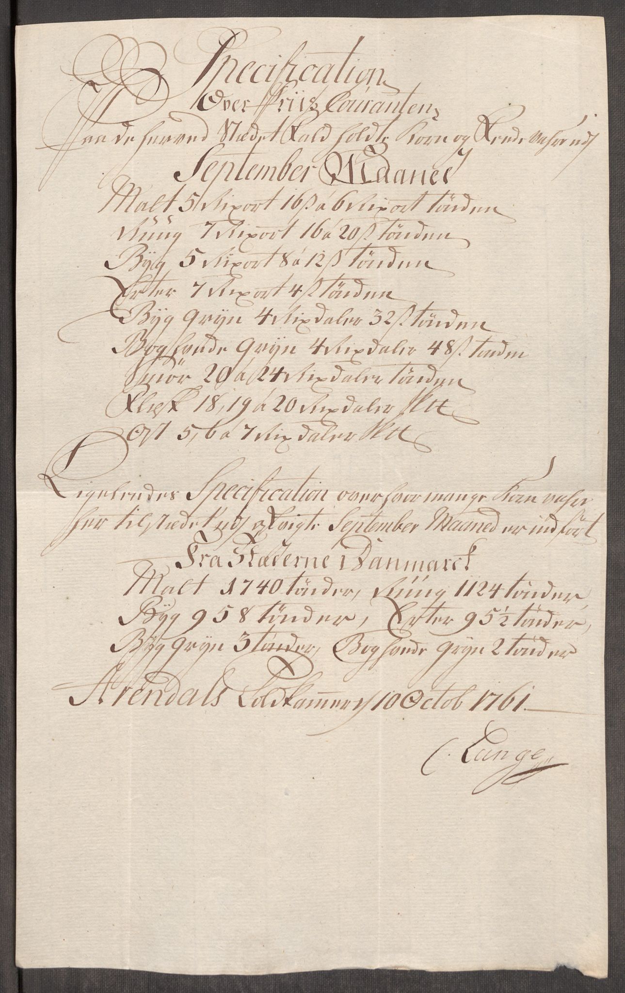 Rentekammeret inntil 1814, Realistisk ordnet avdeling, AV/RA-EA-4070/Oe/L0007: [Ø1]: Priskuranter, 1761-1763, p. 237