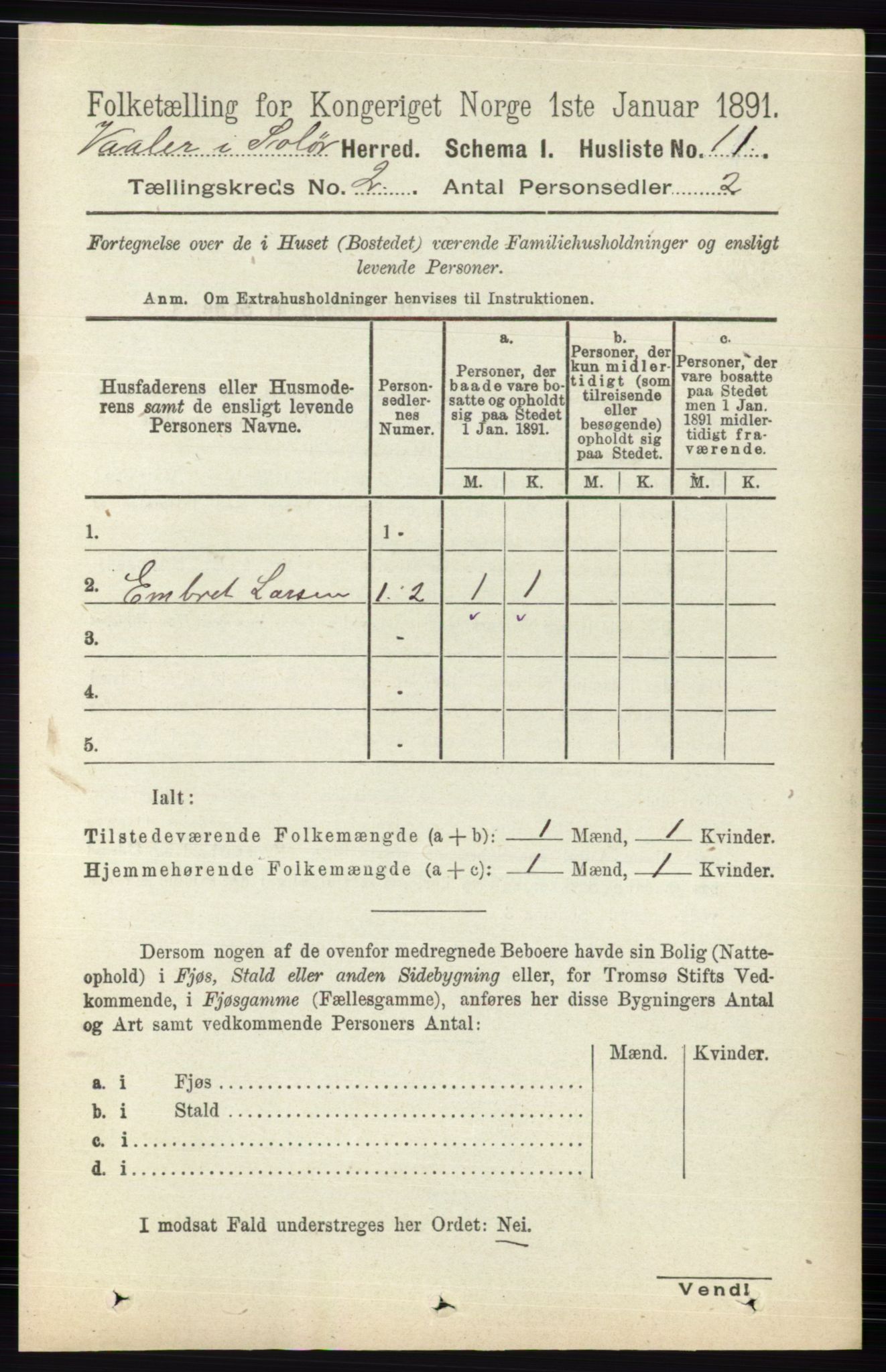 RA, 1891 census for 0426 Våler, 1891, p. 440