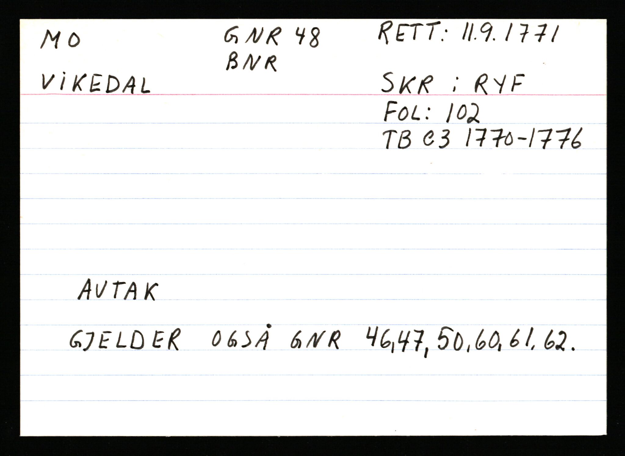 Statsarkivet i Stavanger, AV/SAST-A-101971/03/Y/Ym/L0039: Åstedskort sortert etter gårdsnavn: Mo - Myglebostad, 1600-1950, p. 16
