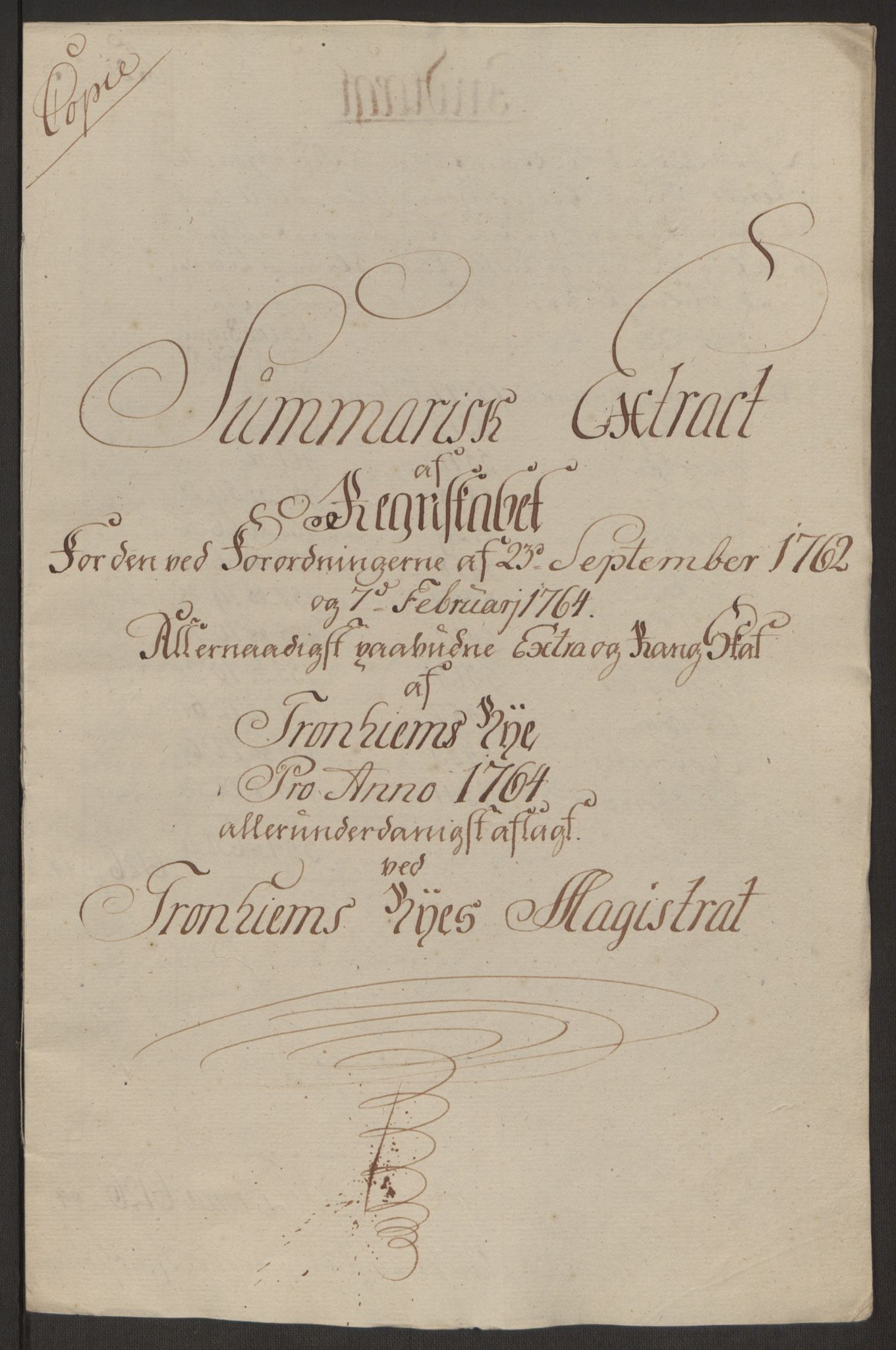 Rentekammeret inntil 1814, Reviderte regnskaper, Byregnskaper, AV/RA-EA-4066/R/Rs/L0516/0001: [S9] Kontribusjonsregnskap / Ekstraskatt, 1762-1767, p. 179