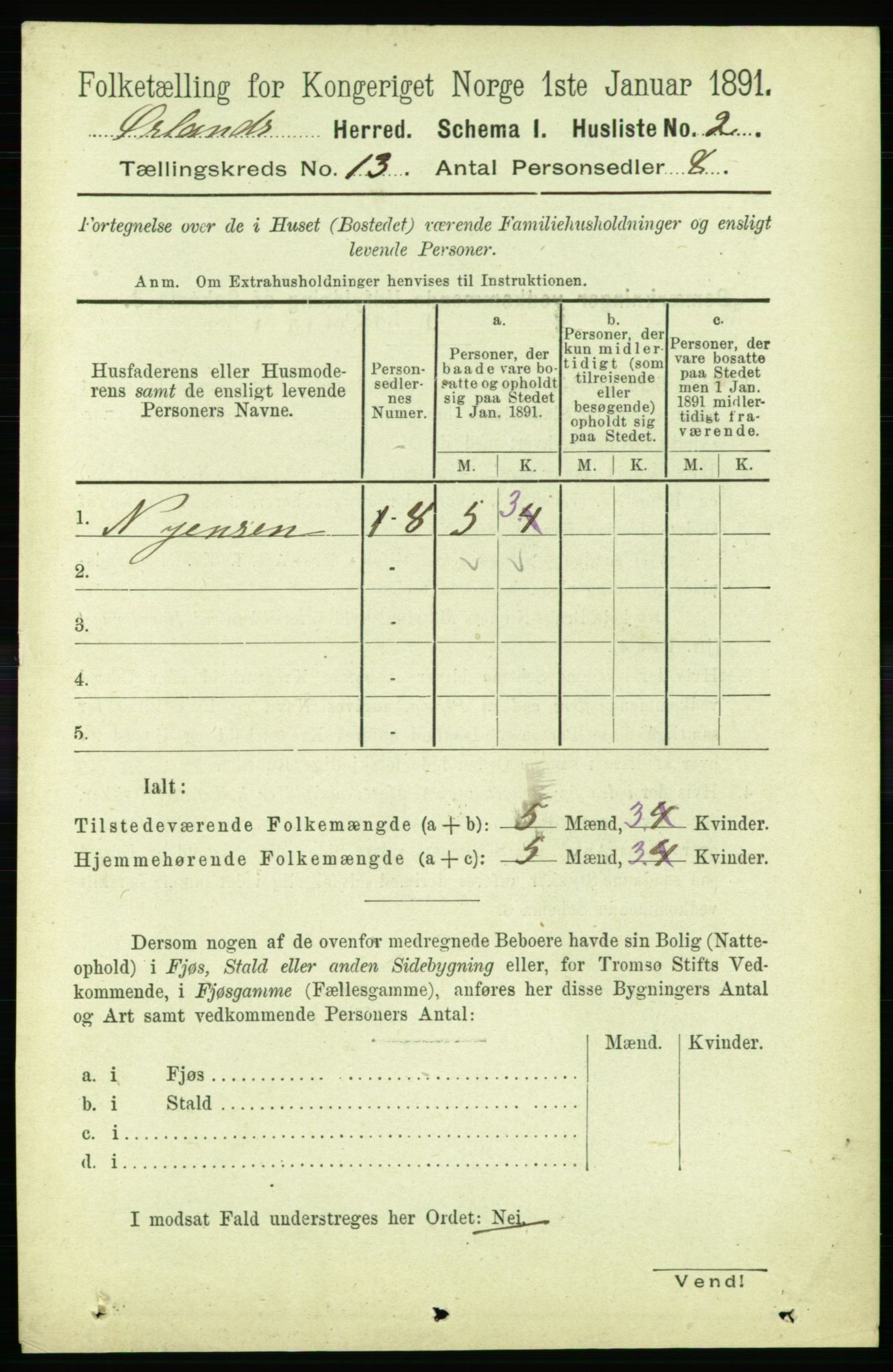 RA, 1891 census for 1621 Ørland, 1891, p. 5818