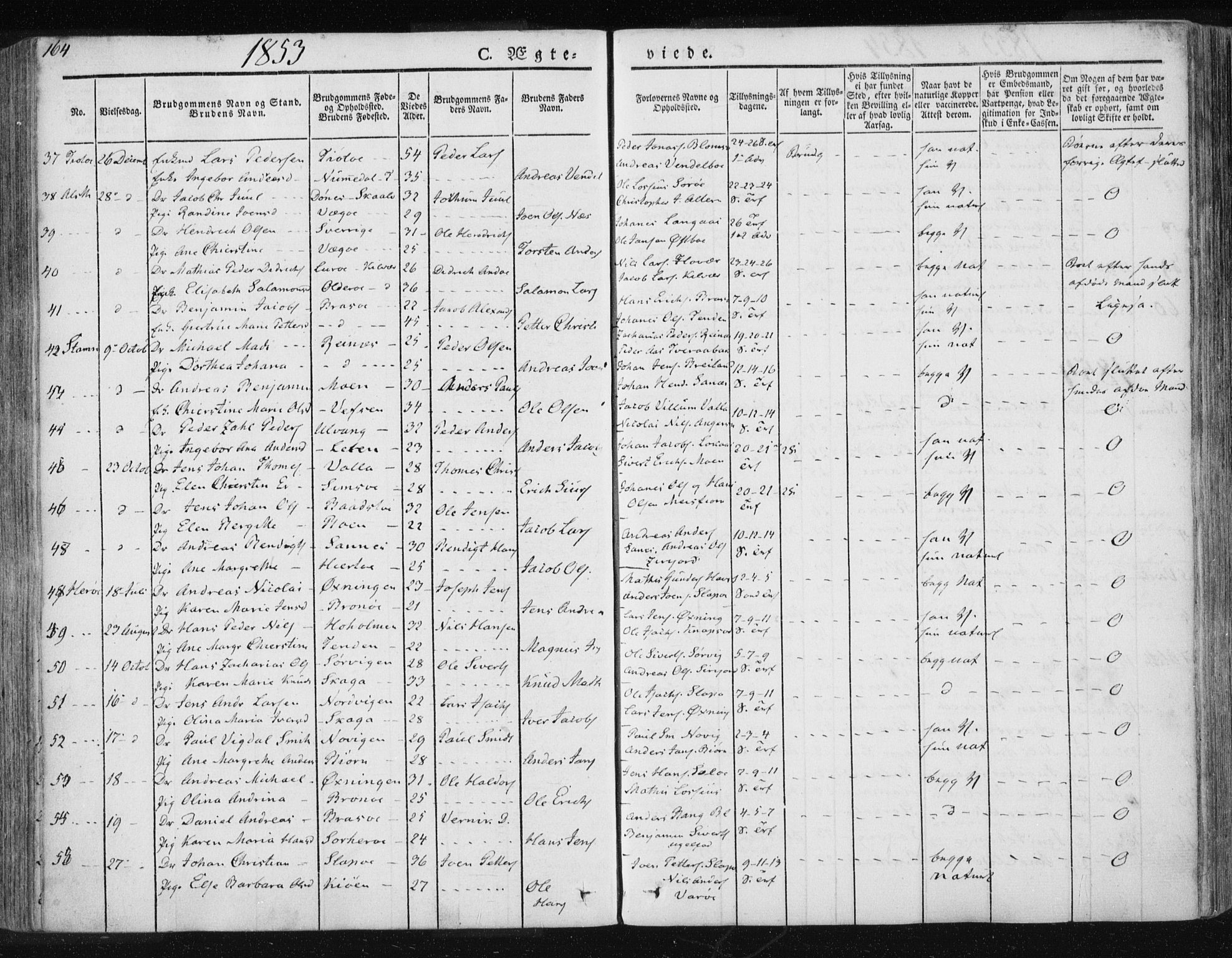 Ministerialprotokoller, klokkerbøker og fødselsregistre - Nordland, AV/SAT-A-1459/830/L0447: Parish register (official) no. 830A11, 1831-1854, p. 164