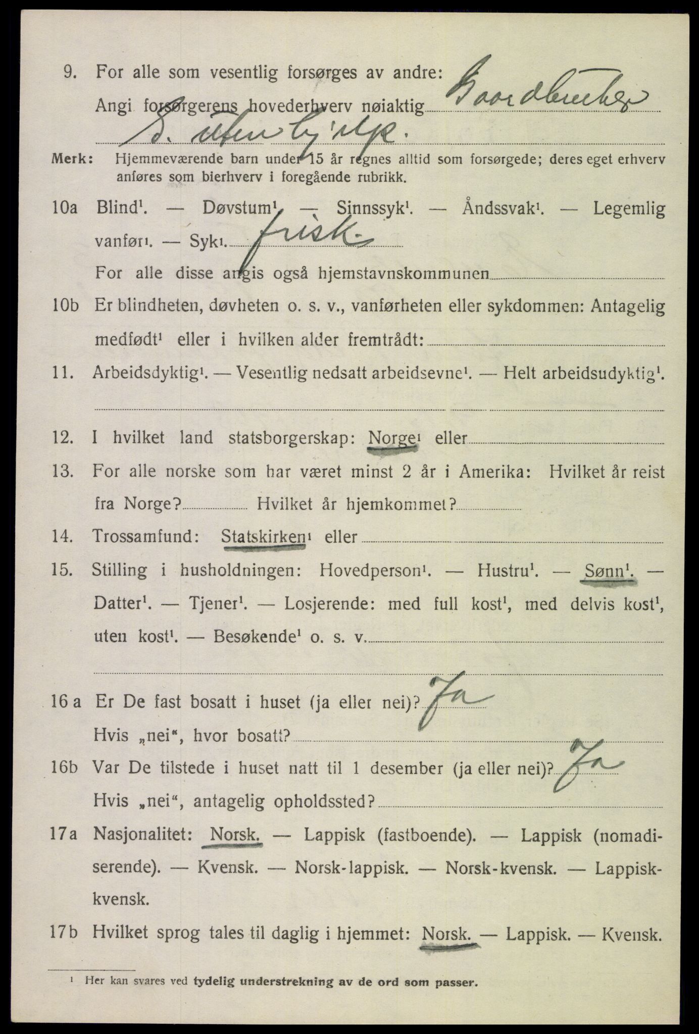 SAT, 1920 census for Evenes, 1920, p. 3585