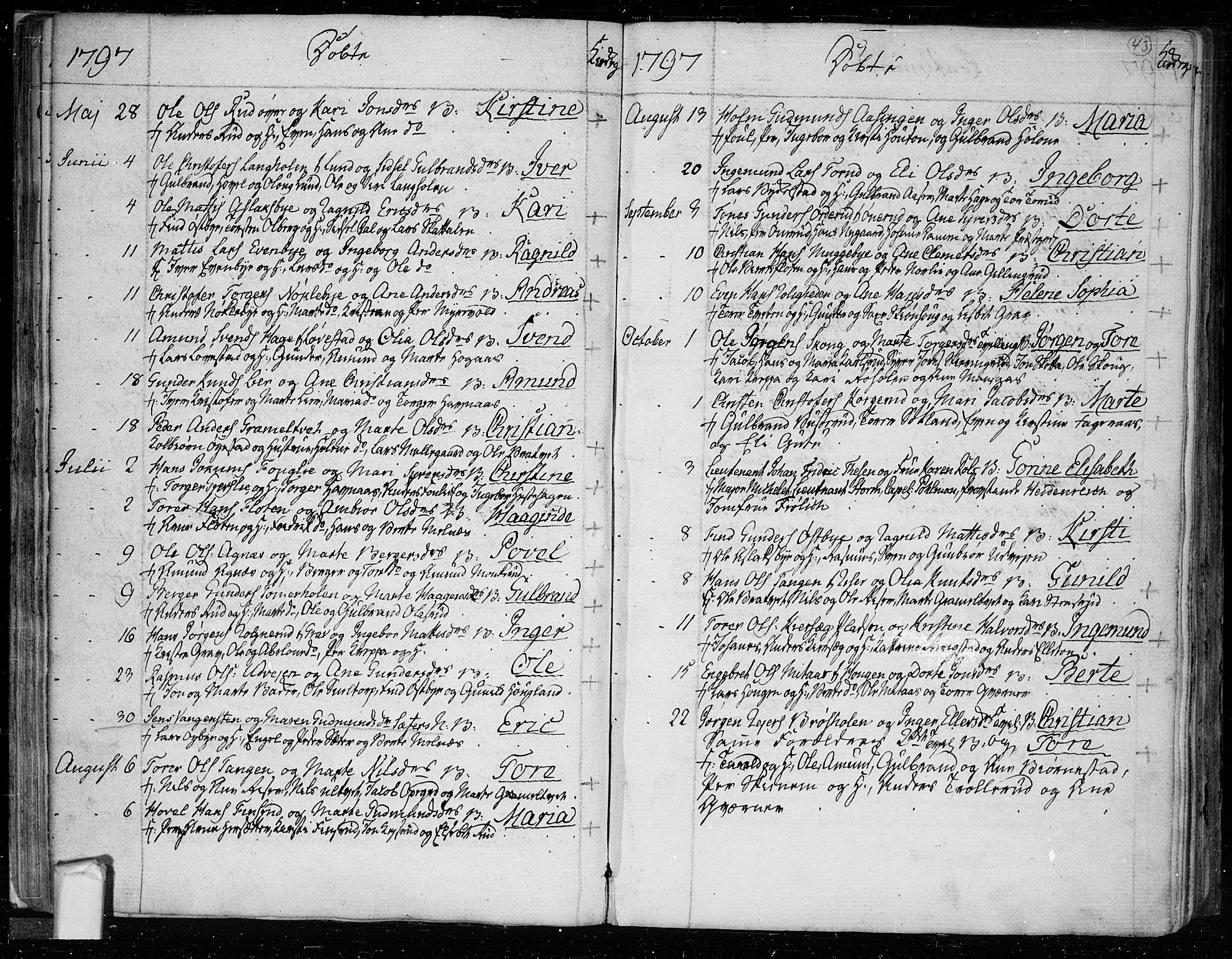 Trøgstad prestekontor Kirkebøker, AV/SAO-A-10925/F/Fa/L0005: Parish register (official) no. I 5, 1784-1814, p. 43